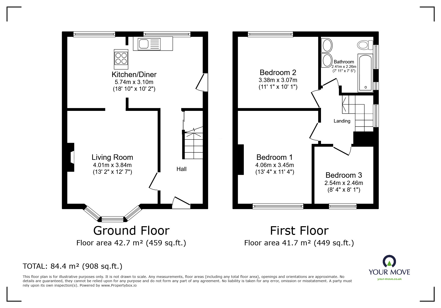 Floorplan of 3 bedroom Semi Detached House for sale, Sussex Road, Maidstone, Kent, ME15