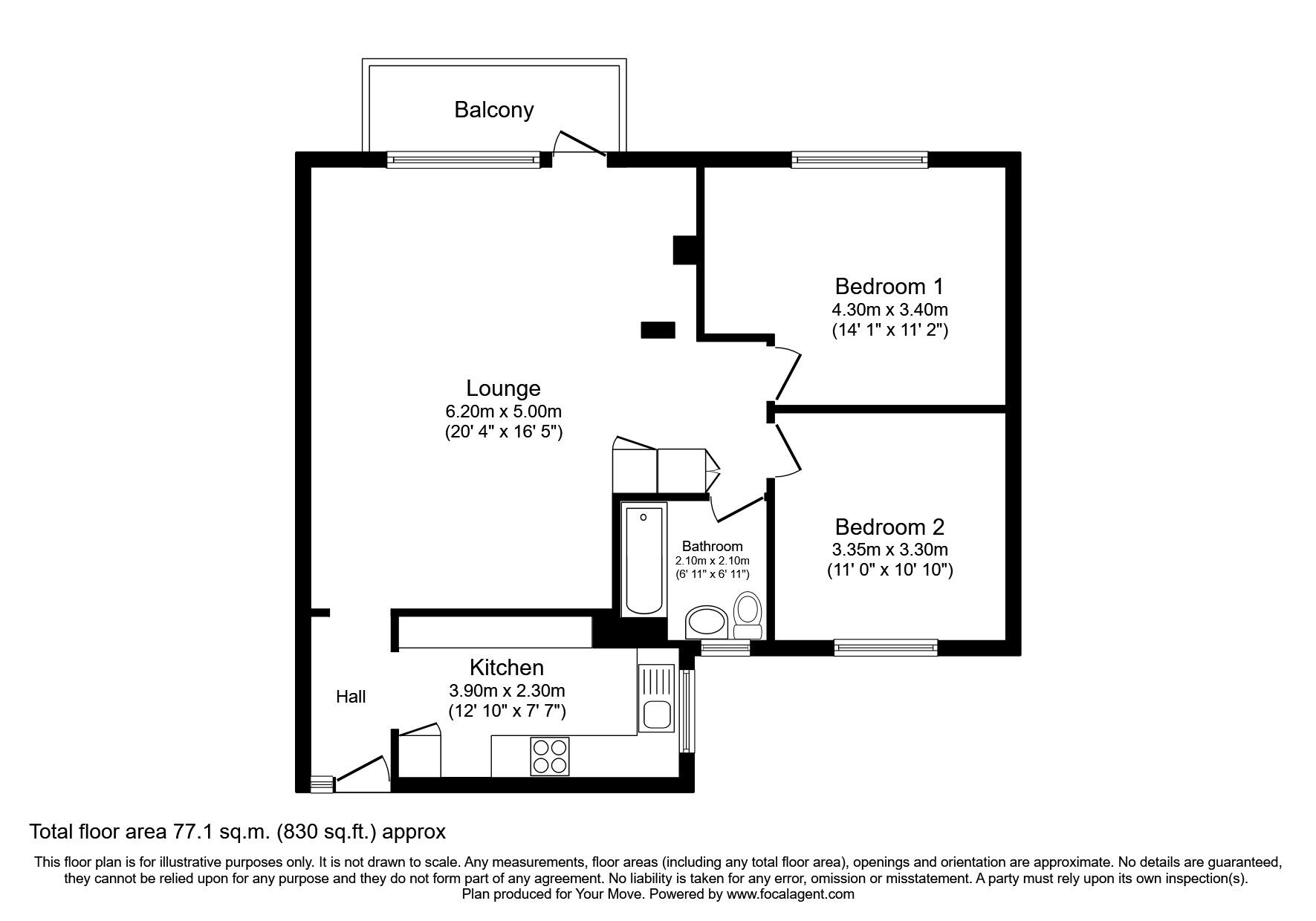 Floorplan of 2 bedroom  Flat to rent, Wheeler Street, Maidstone, Kent, ME14