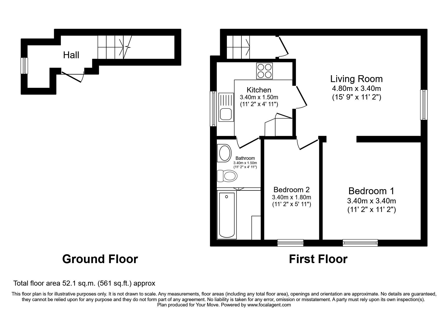 Floorplan of 2 bedroom  Flat to rent, Tovil Hill, Maidstone, Kent, ME15