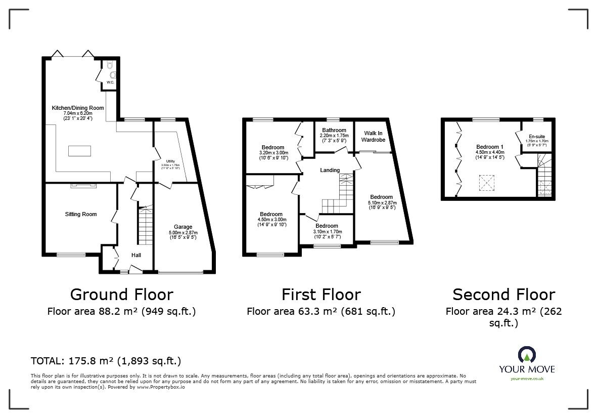 Floorplan of 5 bedroom Semi Detached House for sale, Surrey Road, Maidstone, Kent, ME15