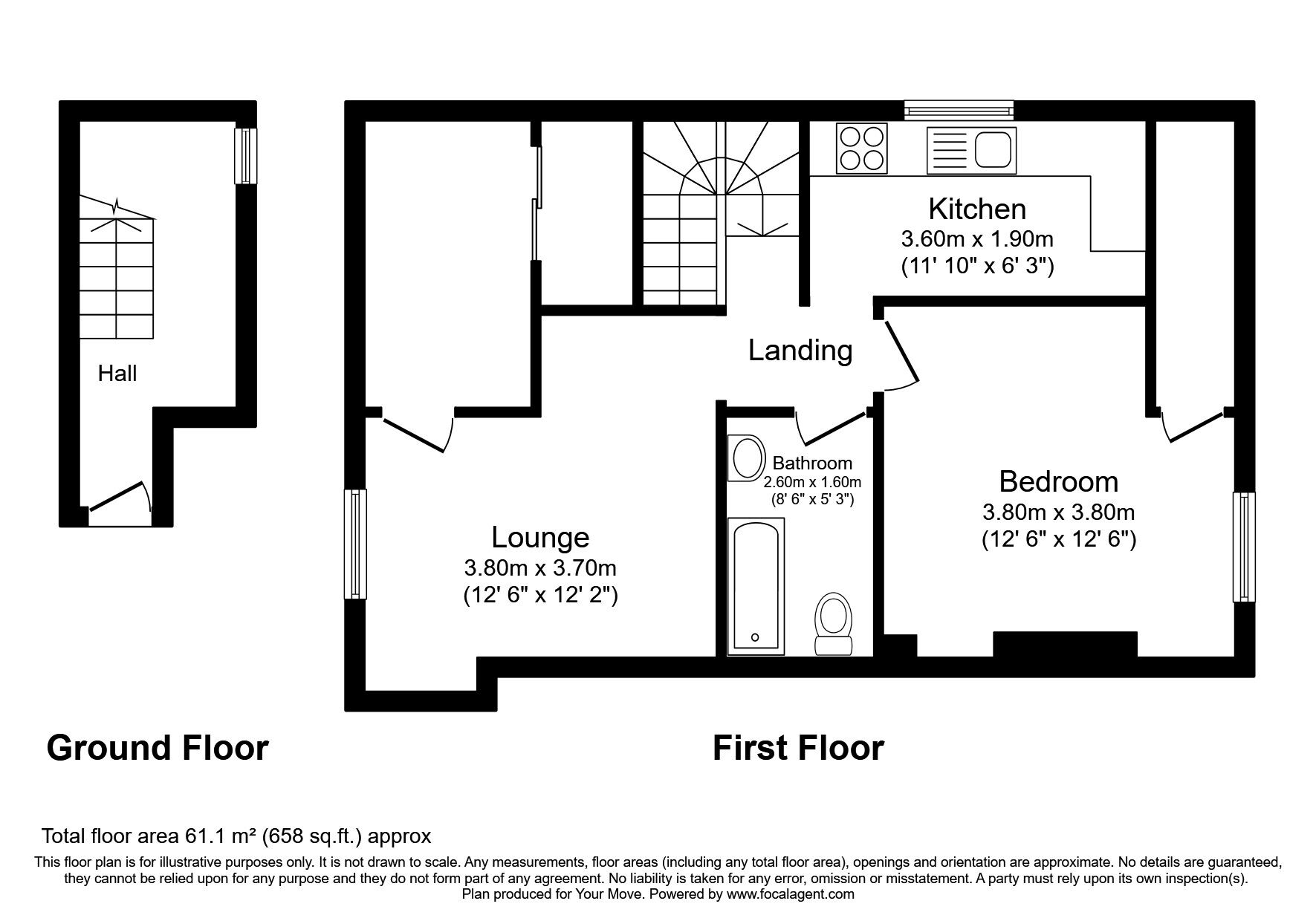 Floorplan of 1 bedroom  Flat to rent, Lower Boxley Road, Maidstone, Kent, ME14