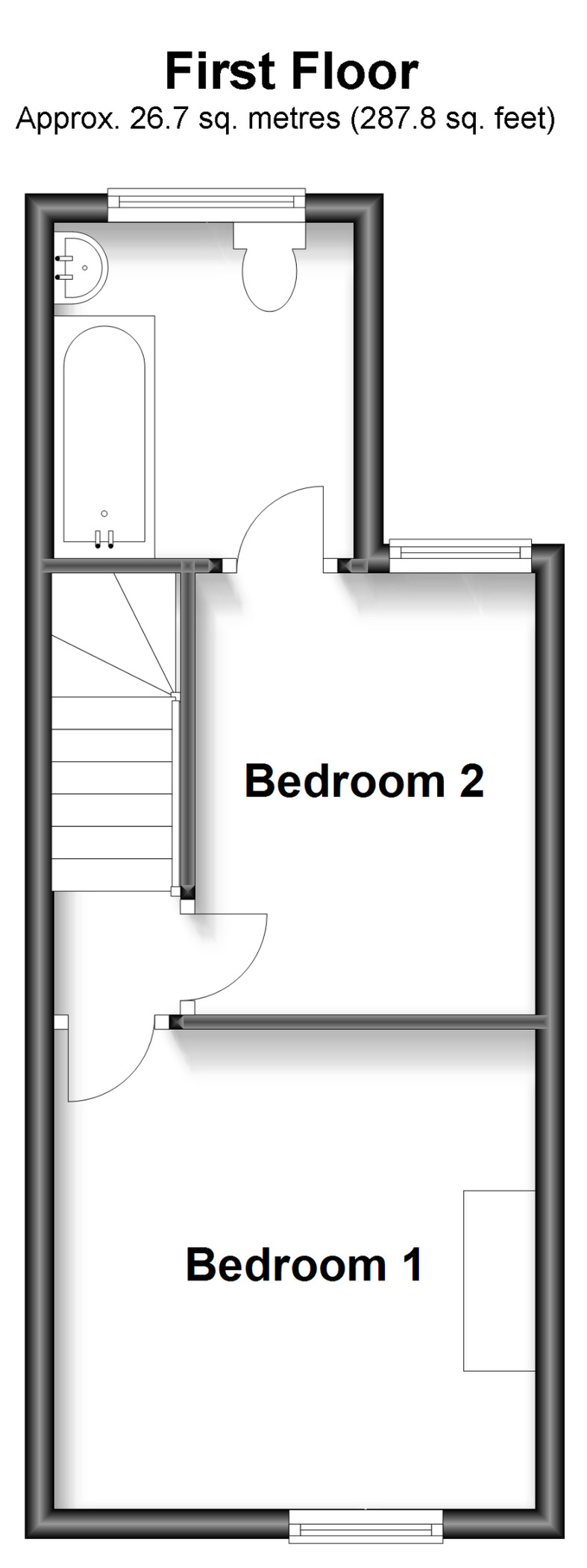 Floorplan of 2 bedroom Mid Terrace House to rent, New Hythe Lane, Larkfield, Kent, ME20