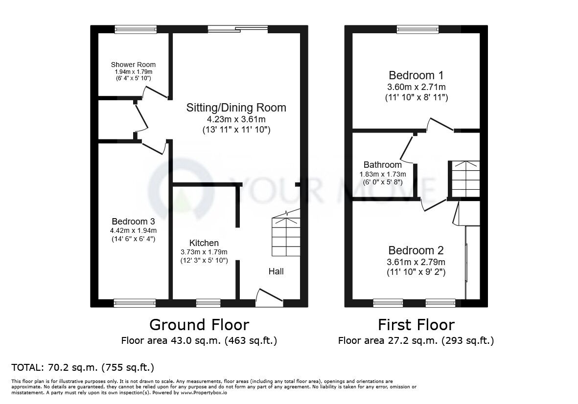 Floorplan of 3 bedroom Semi Detached House for sale, Murrain Drive, Downswood, Kent, ME15