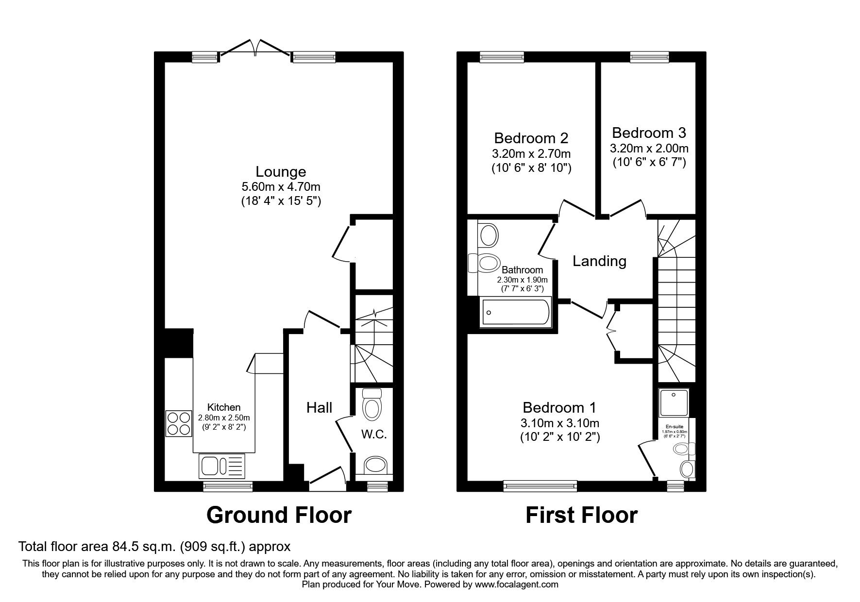 Floorplan of 3 bedroom Semi Detached House for sale, Little Knoxes Close, Maidstone, Kent, ME16