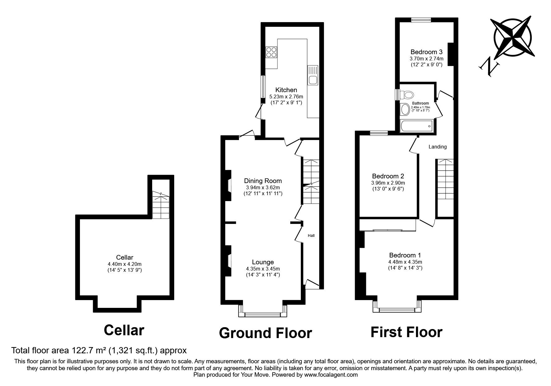 Floorplan of 3 bedroom Mid Terrace House for sale, King Edward Road, Maidstone, Kent, ME15