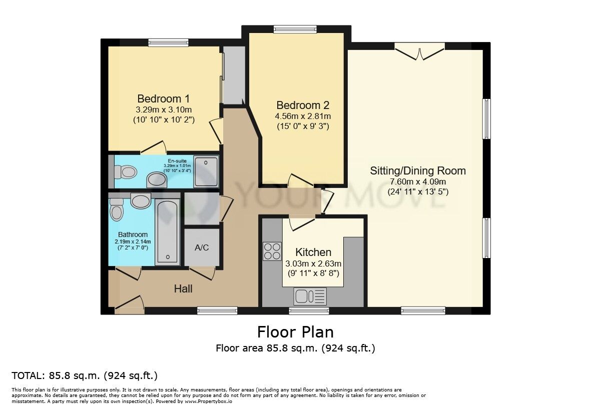 Floorplan of 2 bedroom  Flat for sale, Cranford Road, Allington, Kent, ME16