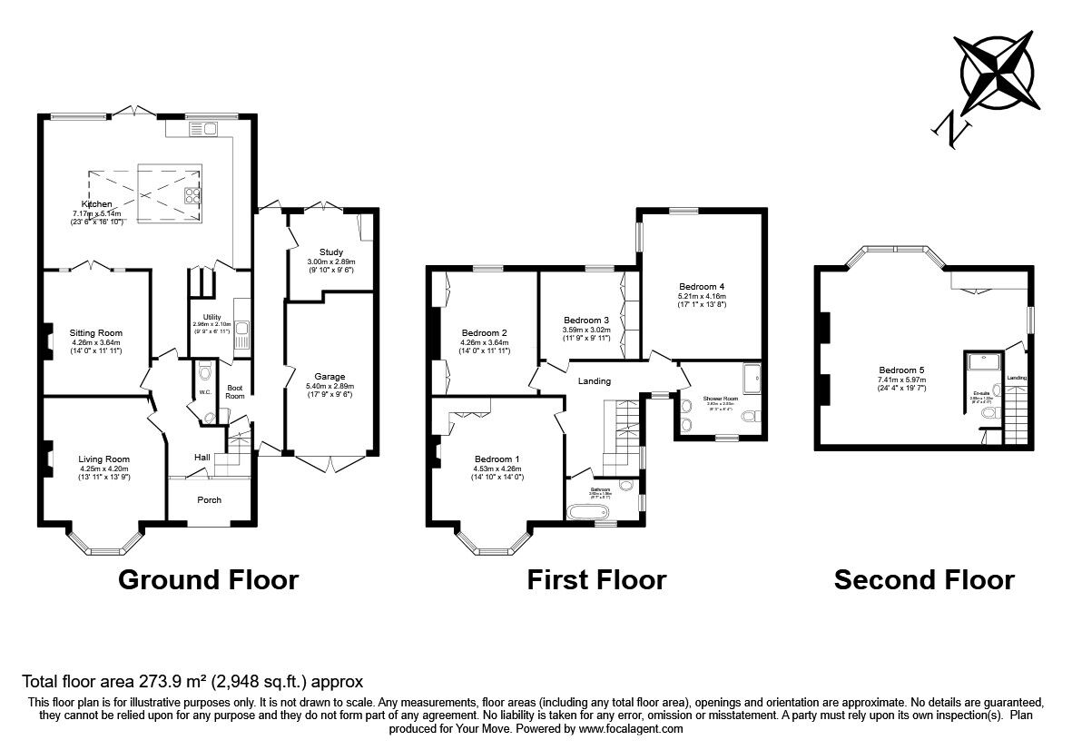 Floorplan of 5 bedroom Semi Detached House for sale, Buckland Hill, Maidstone, Kent, ME16