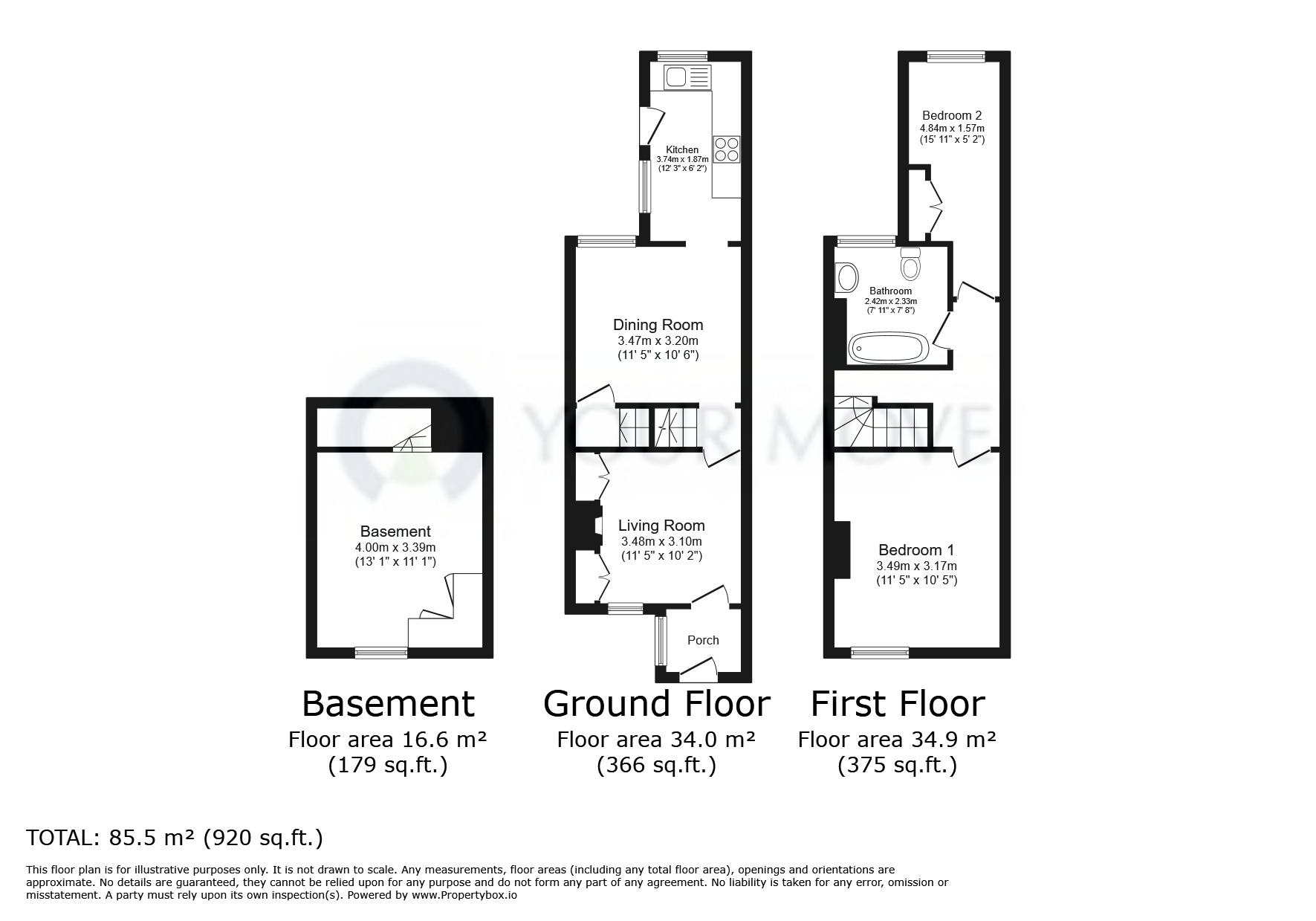 Floorplan of 2 bedroom Mid Terrace House for sale, Upper Fant Road, Maidstone, Kent, ME16