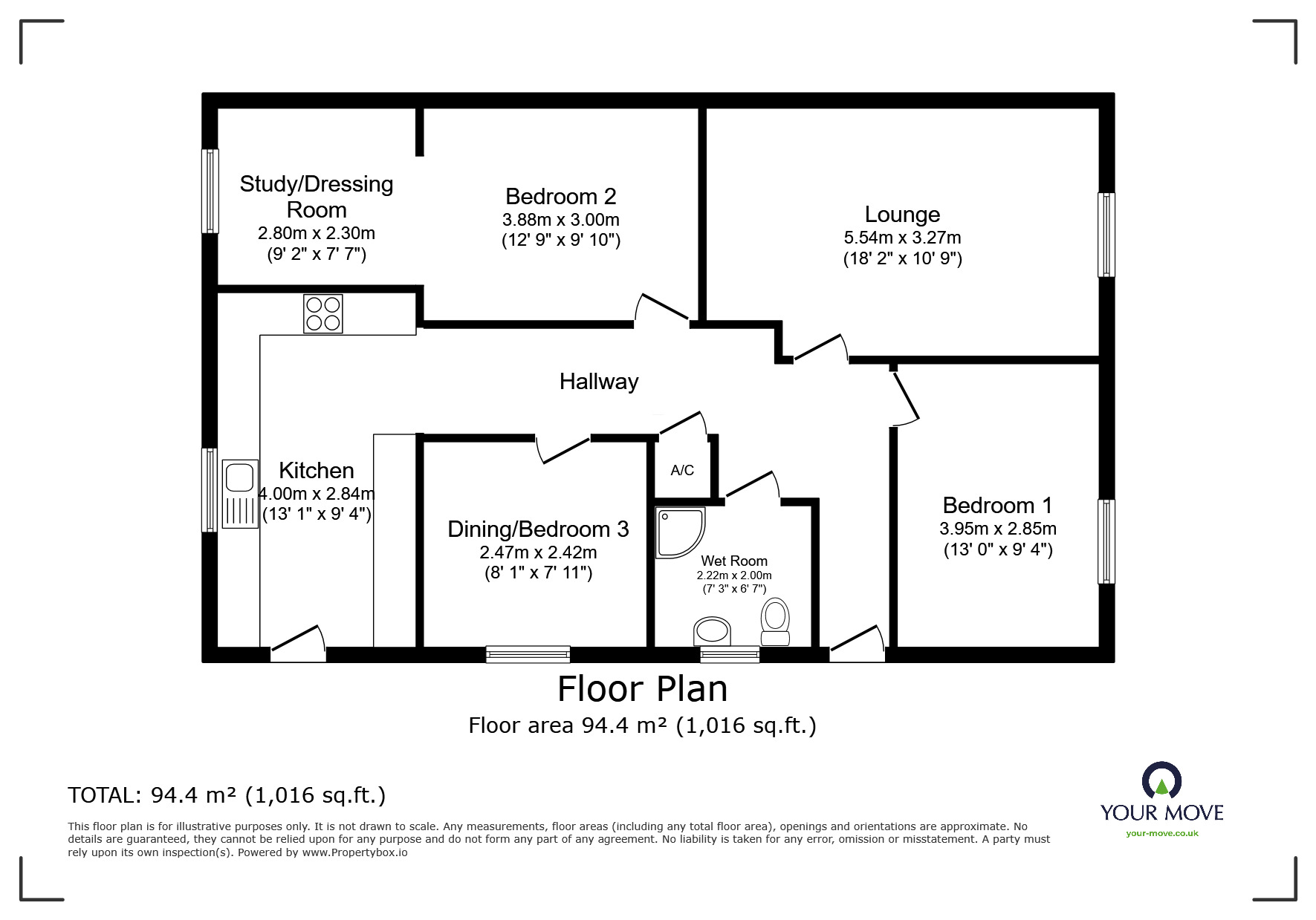 Floorplan of 3 bedroom Semi Detached Bungalow for sale, Broadfield Road, Maidstone, Kent, ME15