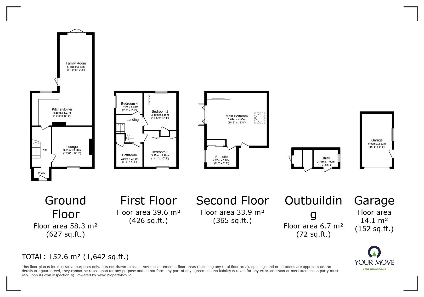 Floorplan of 4 bedroom Semi Detached House for sale, Derby Road, Maidstone, Kent, ME15