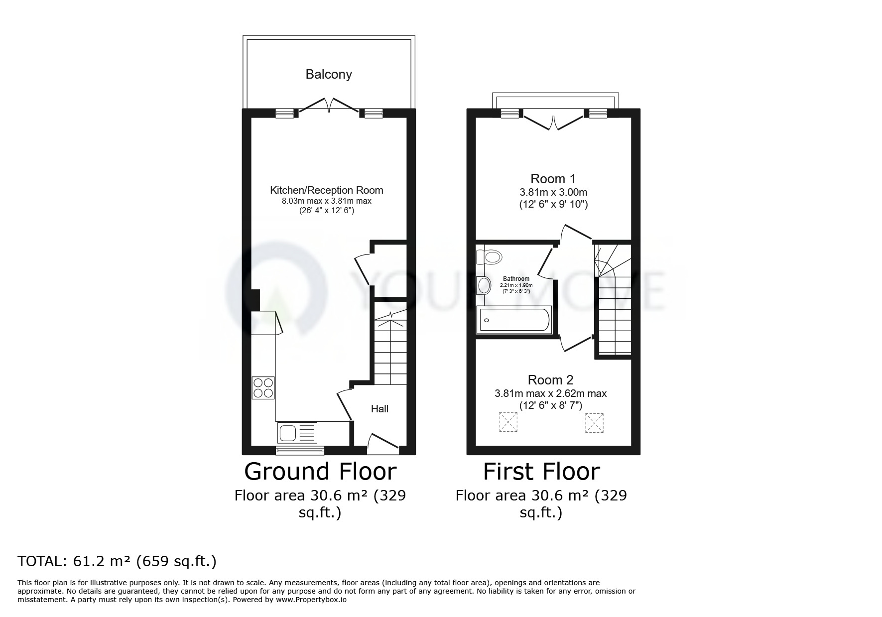 Floorplan of 1 bedroom  Flat for sale, Fairmeadow Apartments, Fairmeadow, Maidstone, Kent, ME14