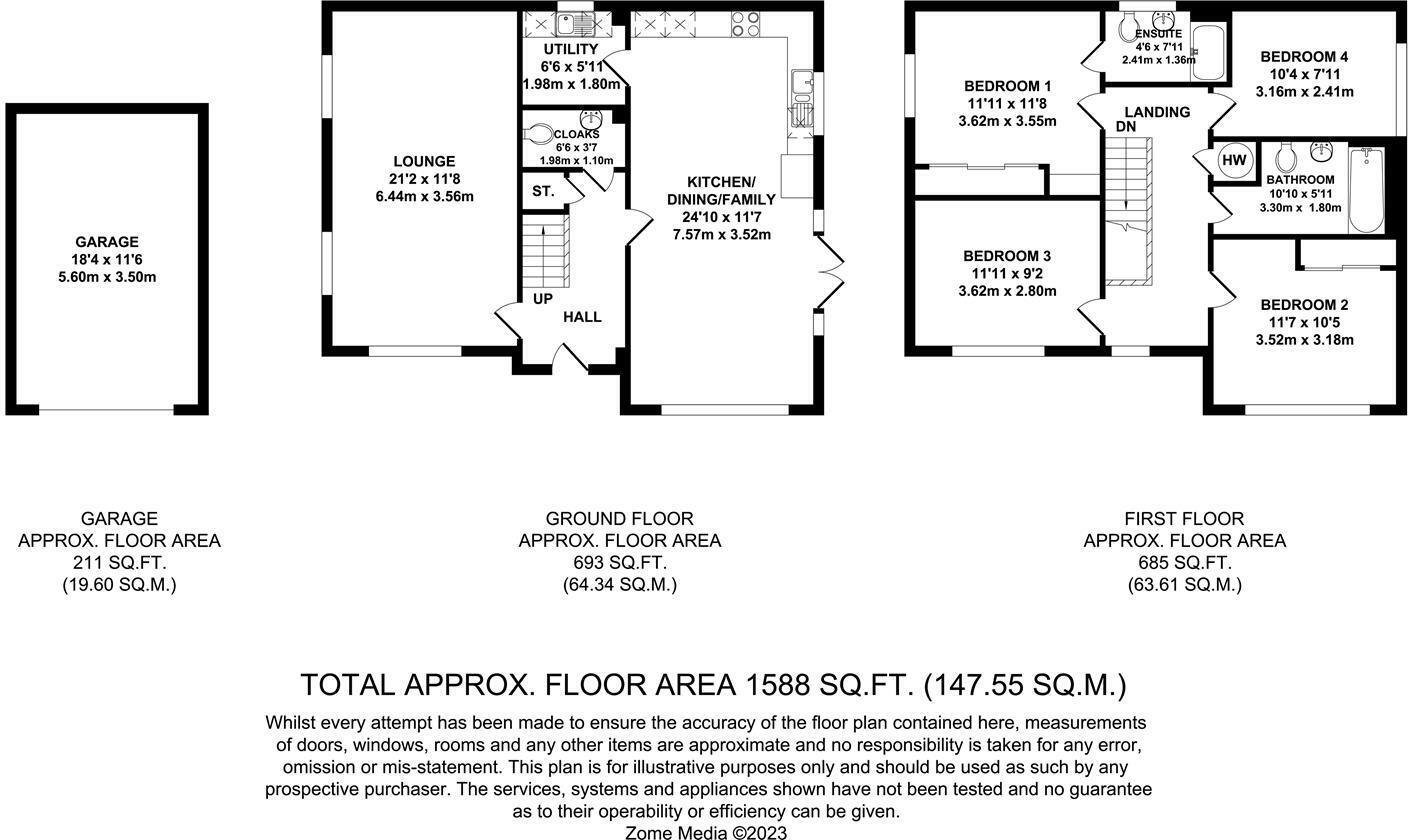 Floorplan of 4 bedroom Detached House for sale, Eccles Close, Aylesford, Kent, ME20