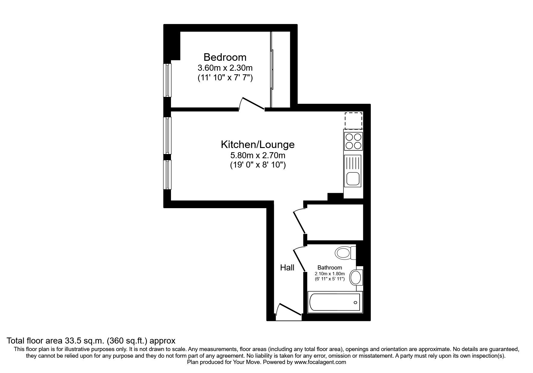 Floorplan of 1 bedroom  Flat for sale, Romney Place, Maidstone, Kent, ME15