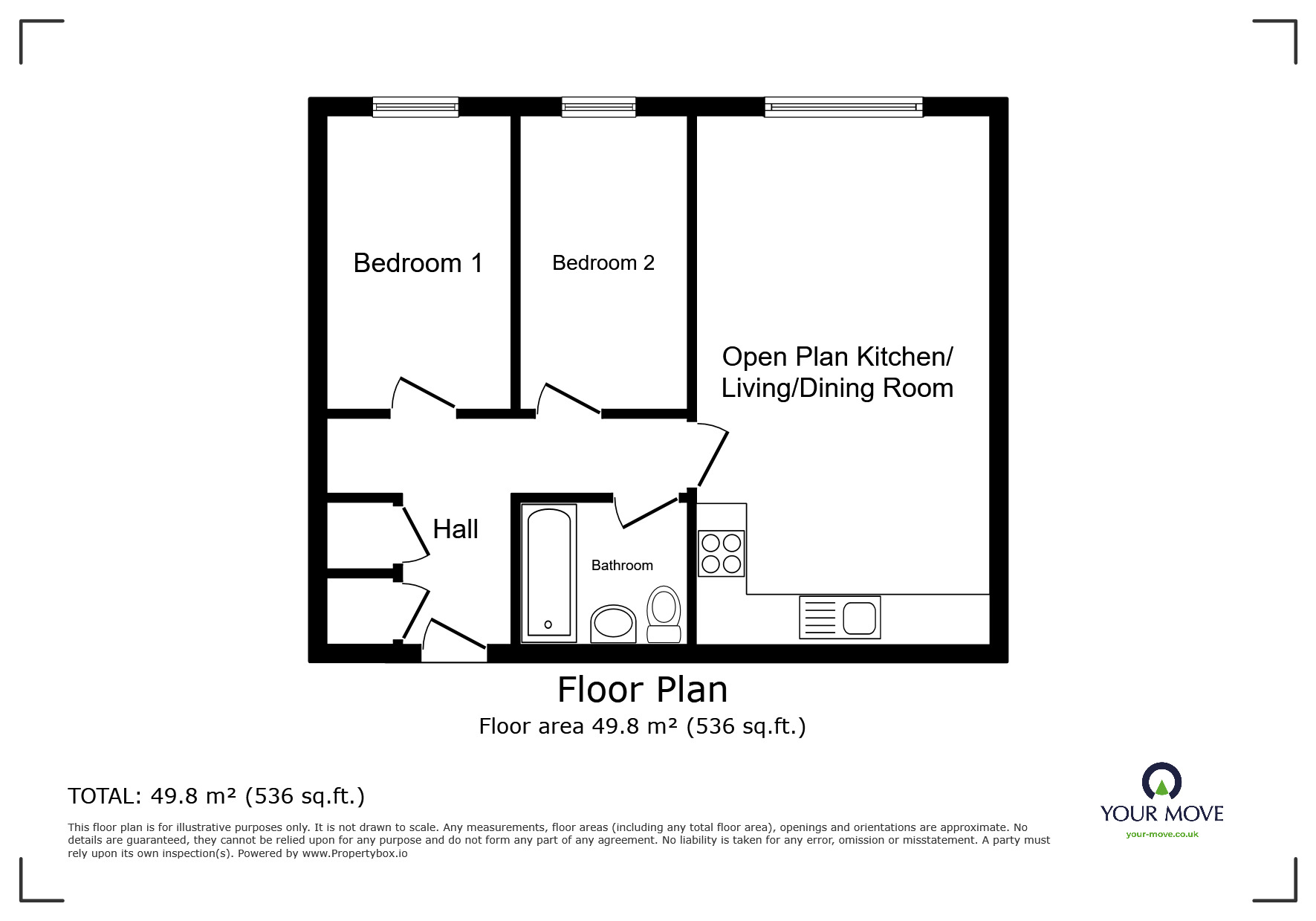 Floorplan of 2 bedroom  Flat for sale, Clifford Way, Maidstone, Kent, ME16