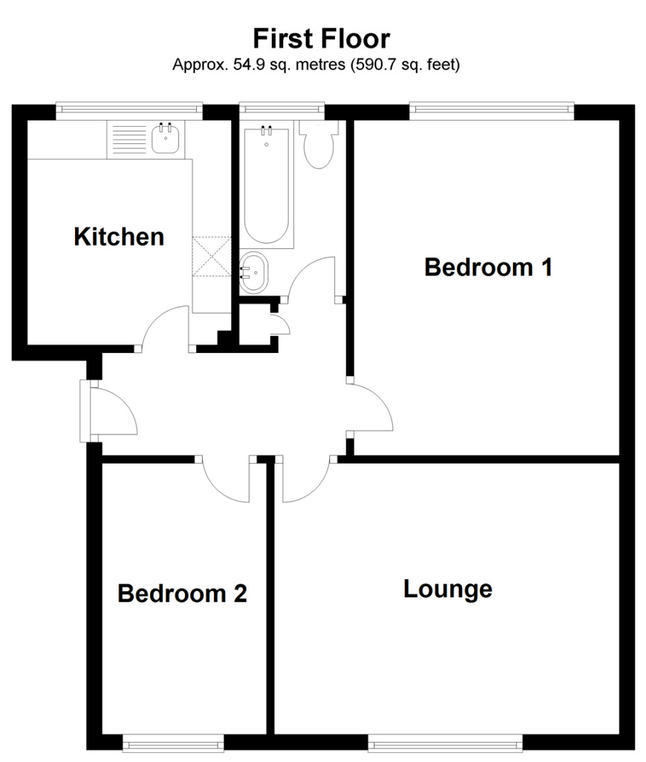 Floorplan of 2 bedroom  Flat for sale, Roseholme, Maidstone, Kent, ME16