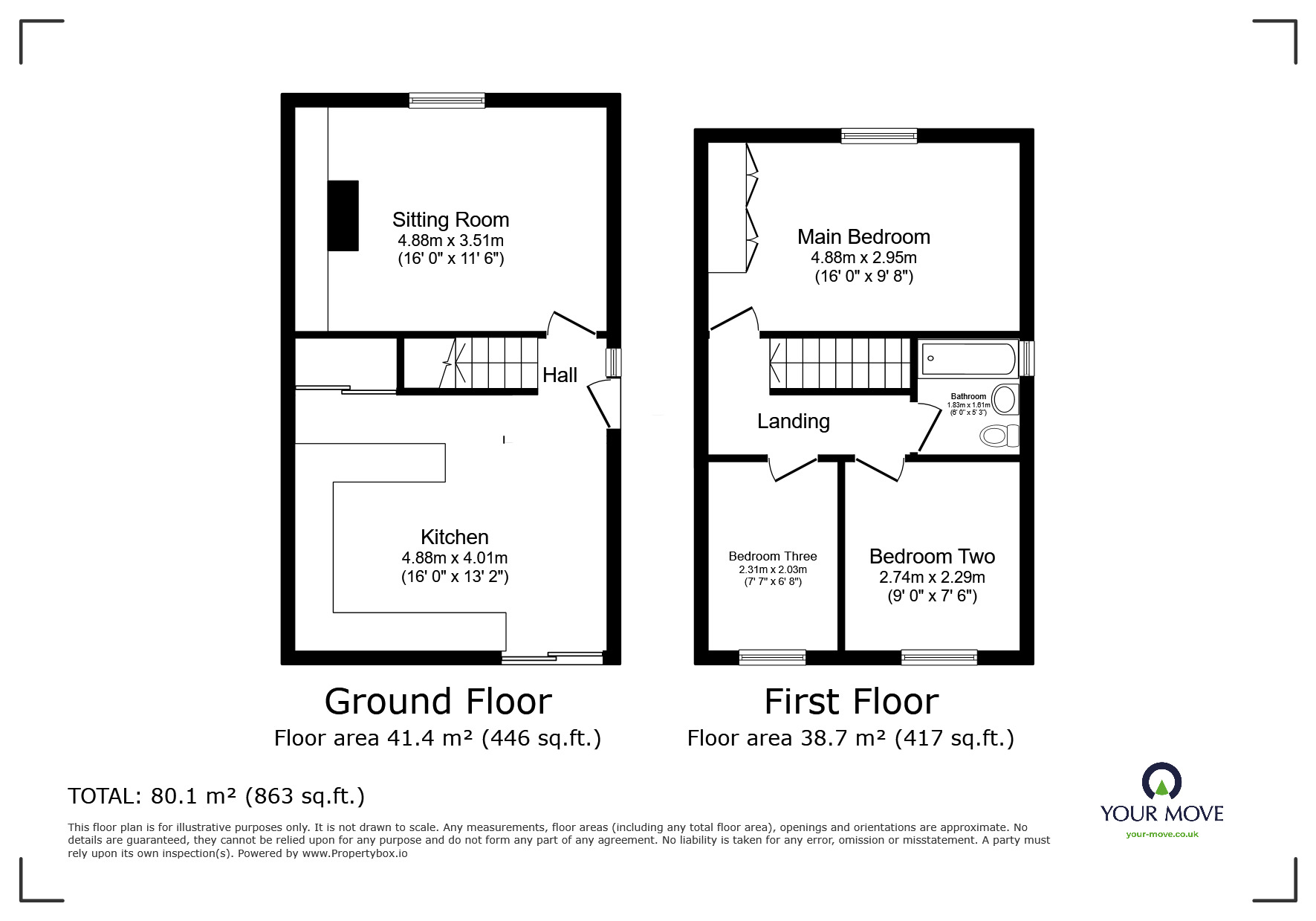 Floorplan of 3 bedroom Semi Detached House for sale, Meadow View Road, Boughton Monchelsea, Kent, ME17