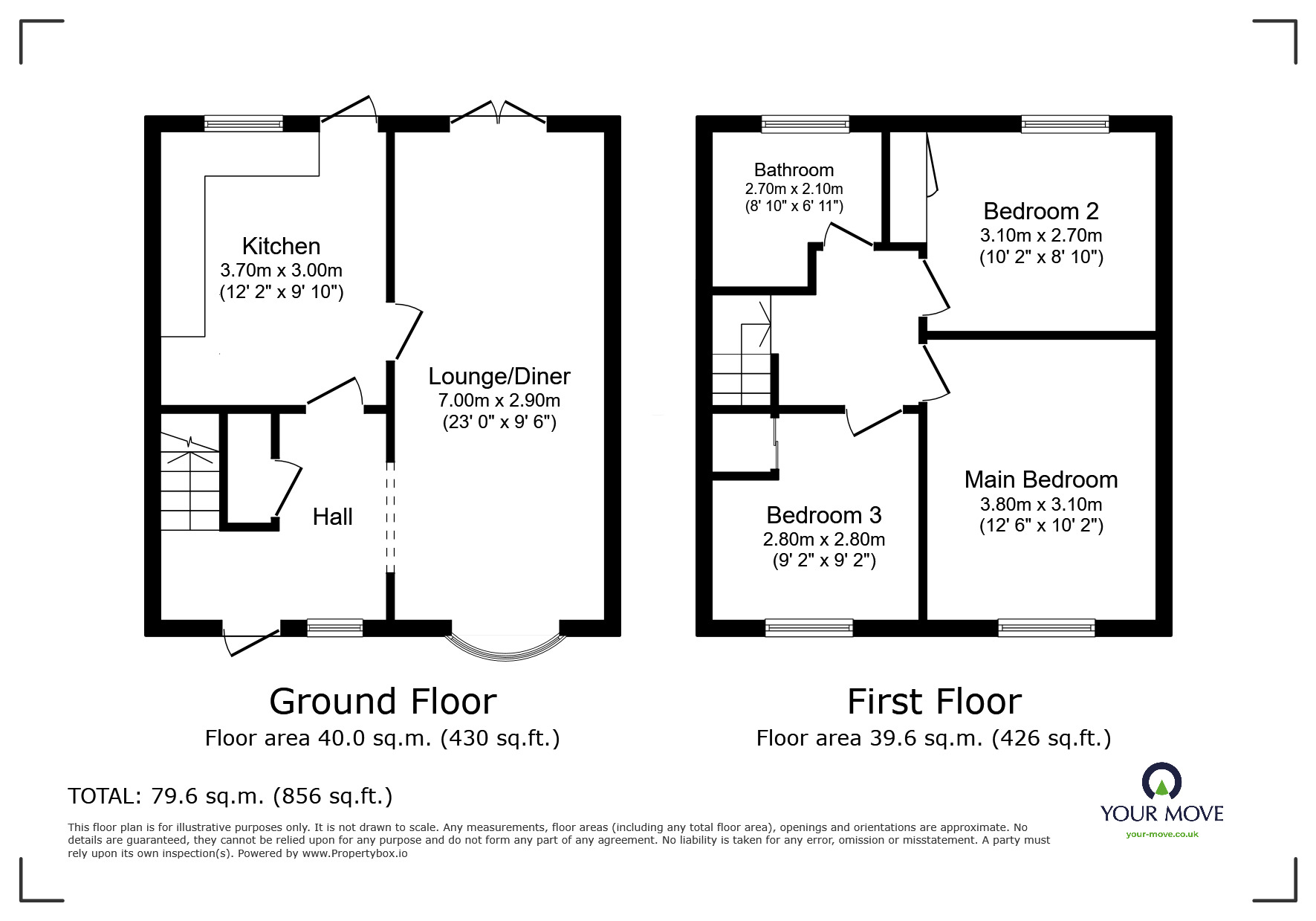 Floorplan of 3 bedroom Mid Terrace House for sale, Livingstone Walk, Maidstone, Kent, ME15