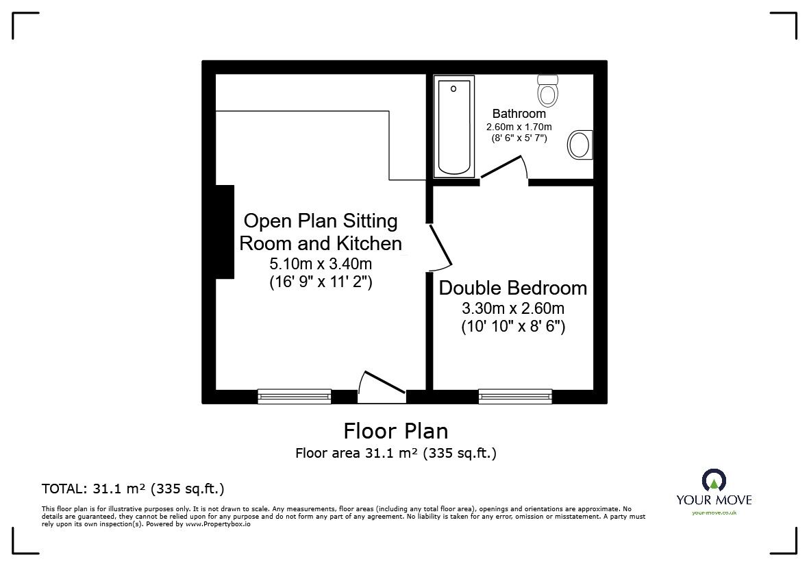 Floorplan of 1 bedroom  Flat for sale, Wheeler Street, Maidstone, Kent, ME14