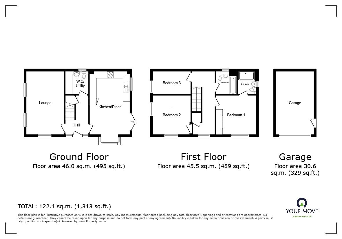 Floorplan of 3 bedroom Detached House for sale, Bramble Close, Coxheath, Kent, ME17