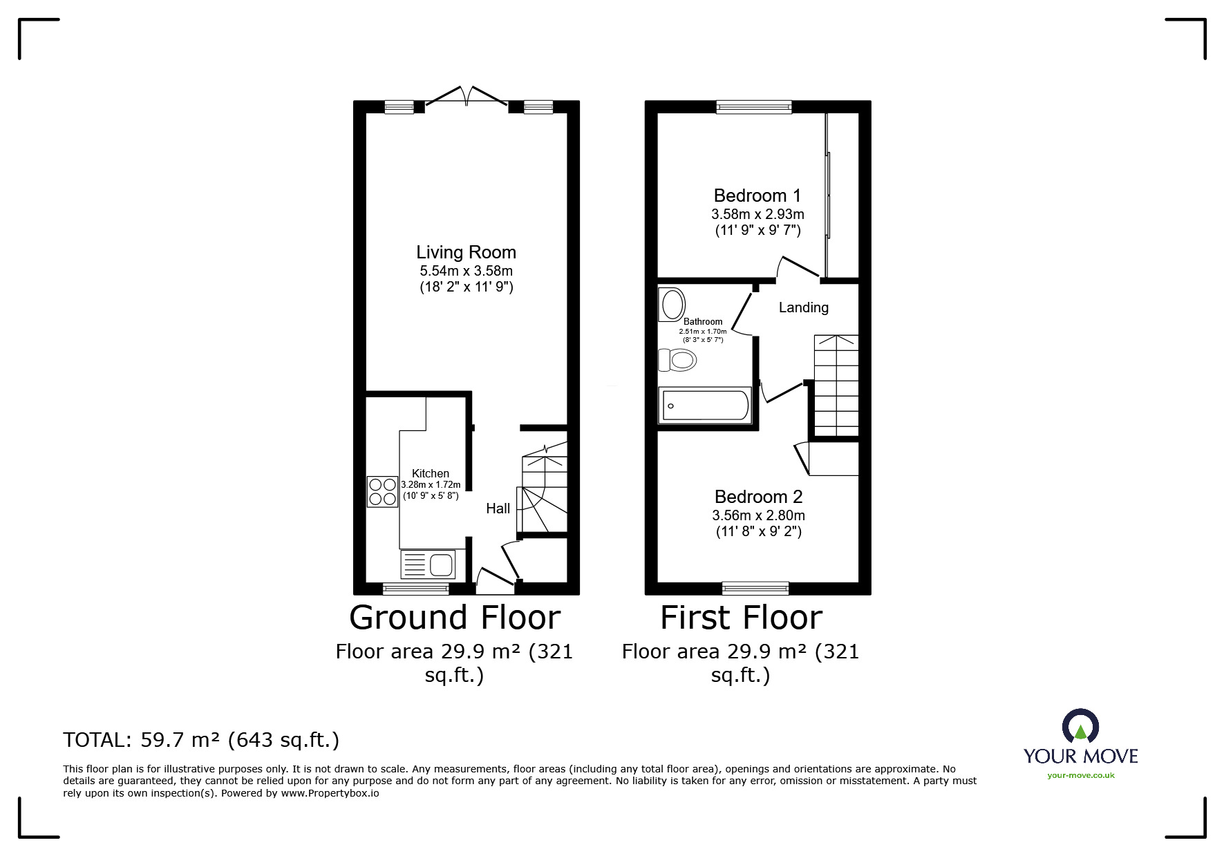 Floorplan of 2 bedroom Semi Detached House for sale, Sassoon Close, Larkfield, Kent, ME20