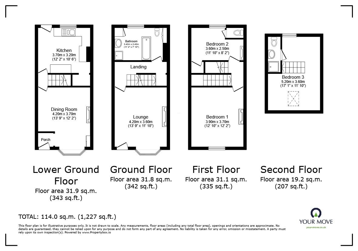 Floorplan of 3 bedroom Mid Terrace House for sale, Hardy Street, Maidstone, Kent, ME14