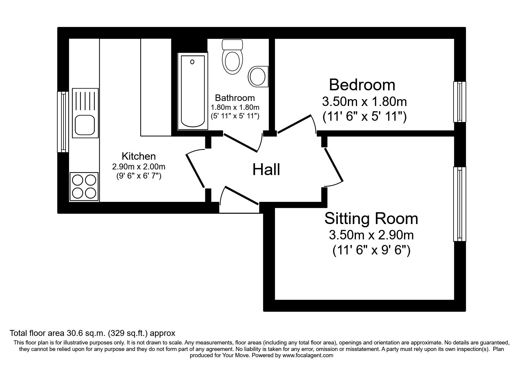 Floorplan of 1 bedroom  Flat to rent, London Road, Maidstone, Kent, ME16