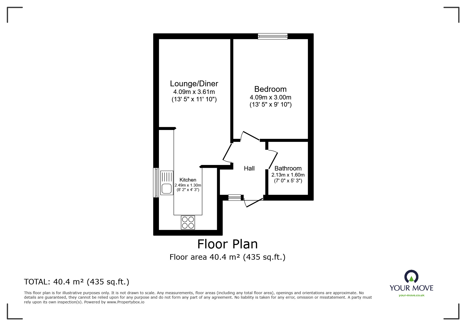 Floorplan of 1 bedroom  Flat for sale, Stafford Gardens, Maidstone, Kent, ME15