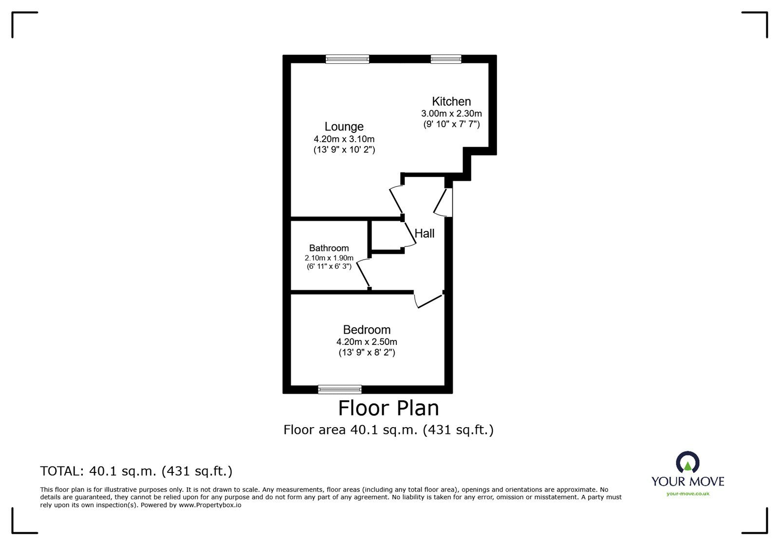 Floorplan of 1 bedroom  Flat for sale, Roman Way, Boughton Monchelsea, Kent, ME17