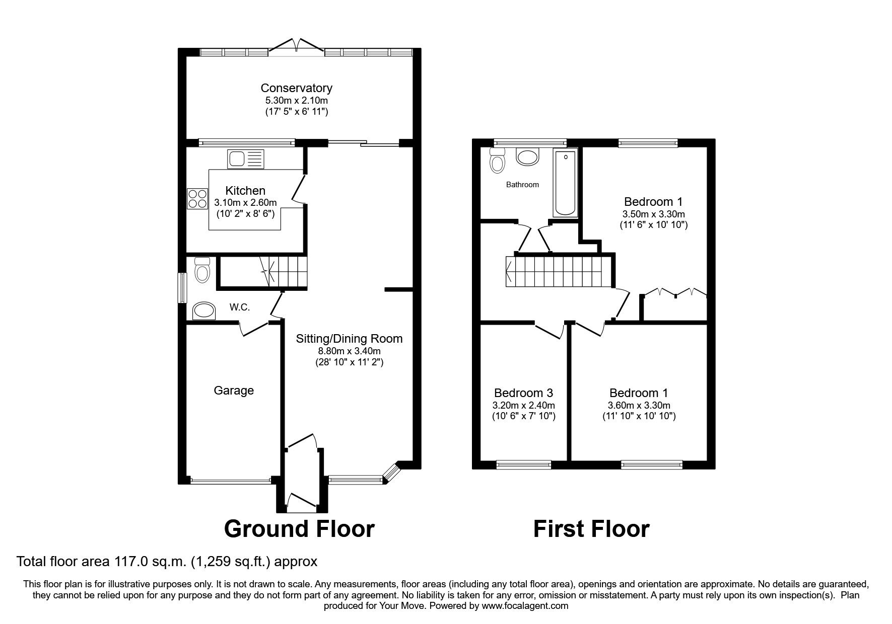 Floorplan of 3 bedroom End Terrace House for sale, Pear Tree Avenue, Ditton, Kent, ME20