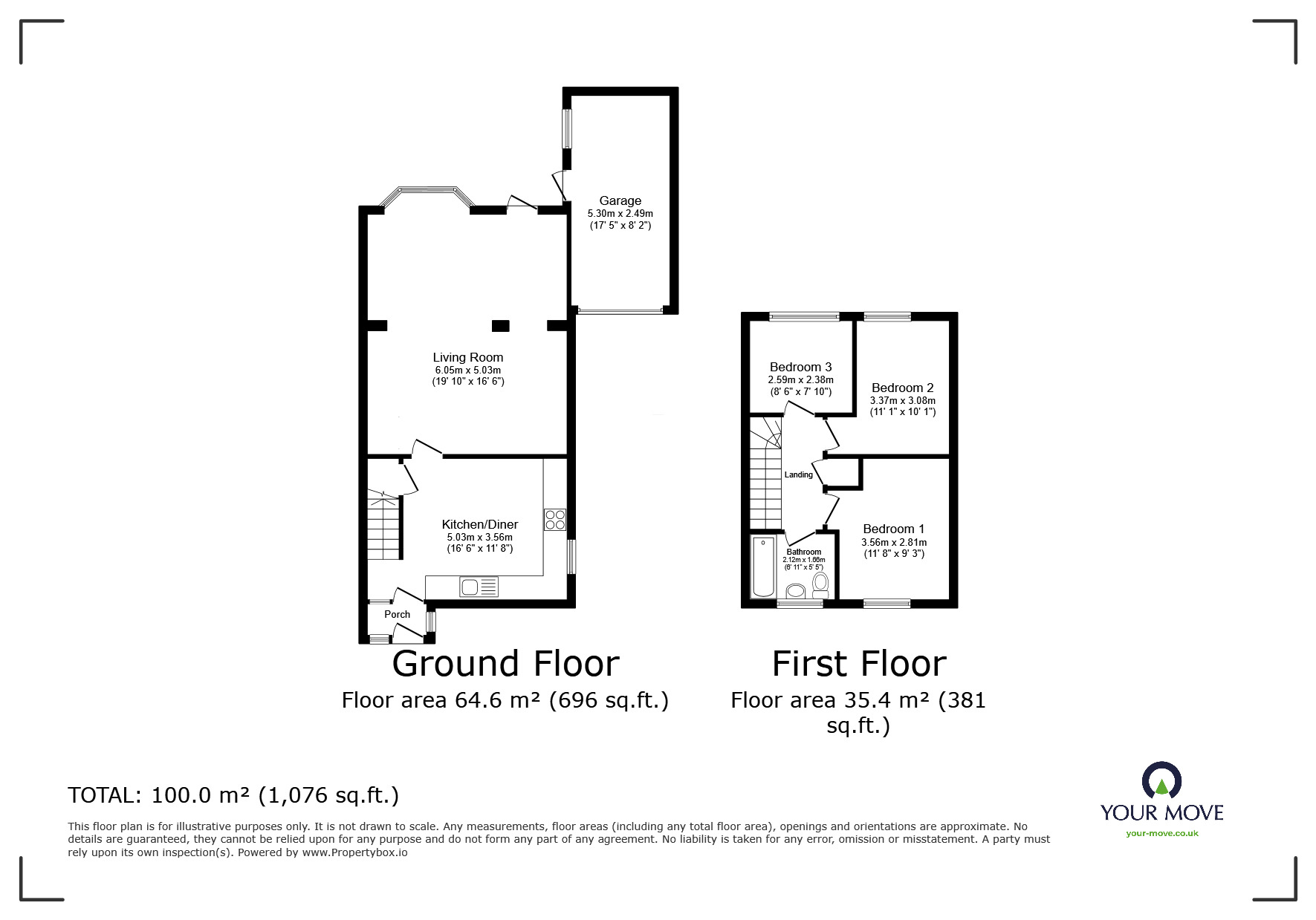 Floorplan of 3 bedroom Semi Detached House for sale, Bell Way, Kingswood, Kent, ME17