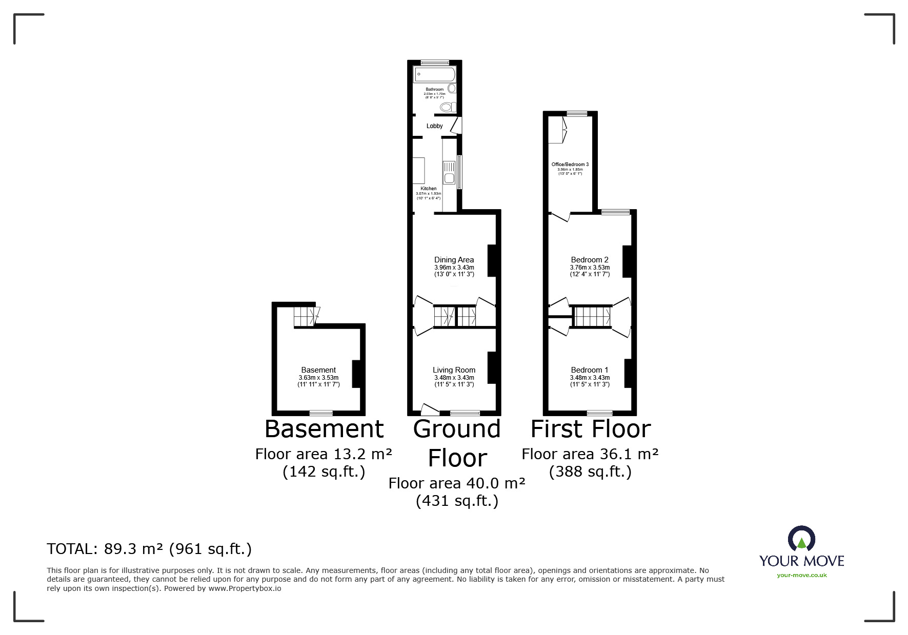 Floorplan of 3 bedroom Mid Terrace House for sale, Albany Street, Maidstone, Kent, ME14