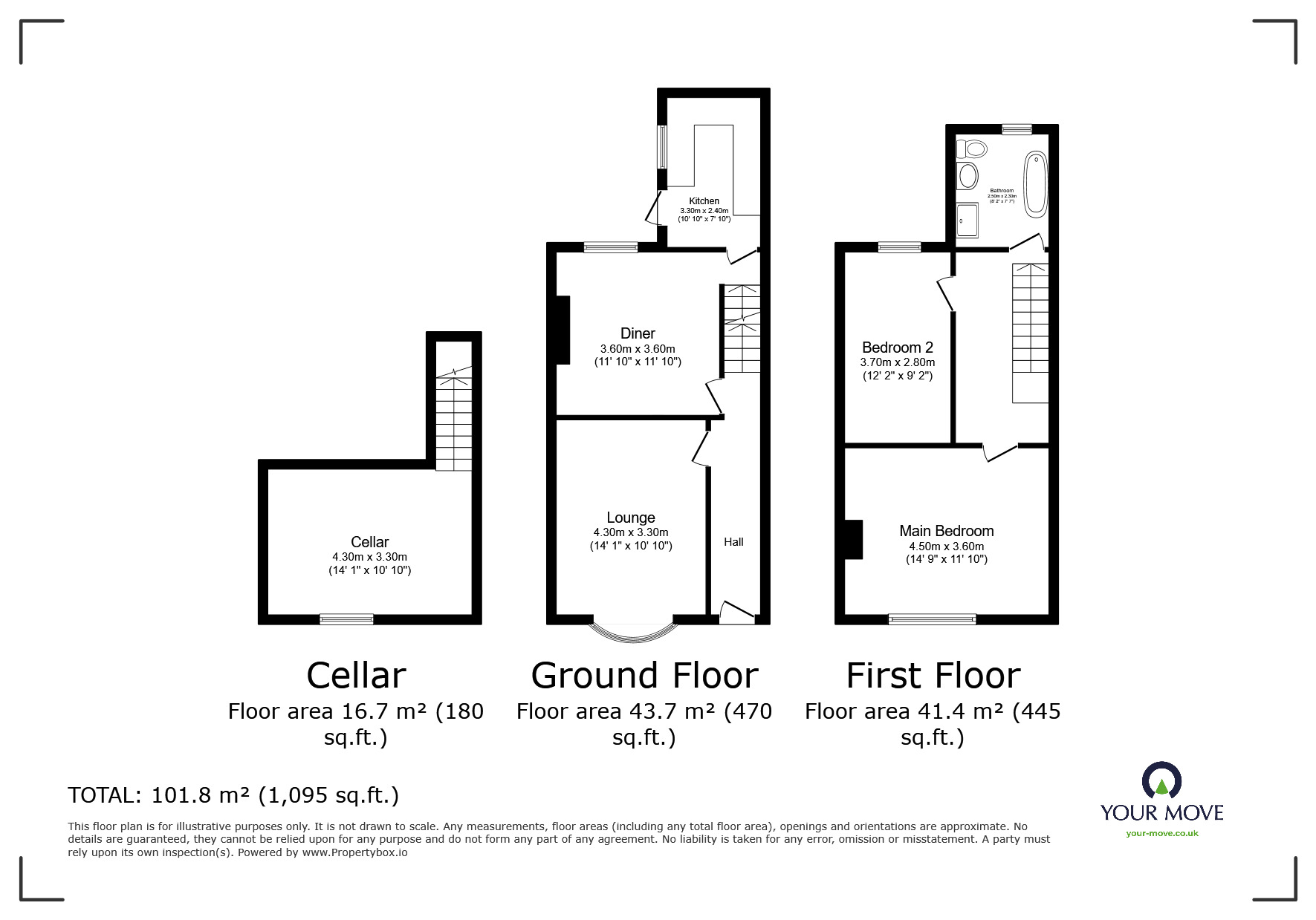 Floorplan of 2 bedroom Mid Terrace House for sale, Salisbury Road, Penenden Heath, Kent, ME14