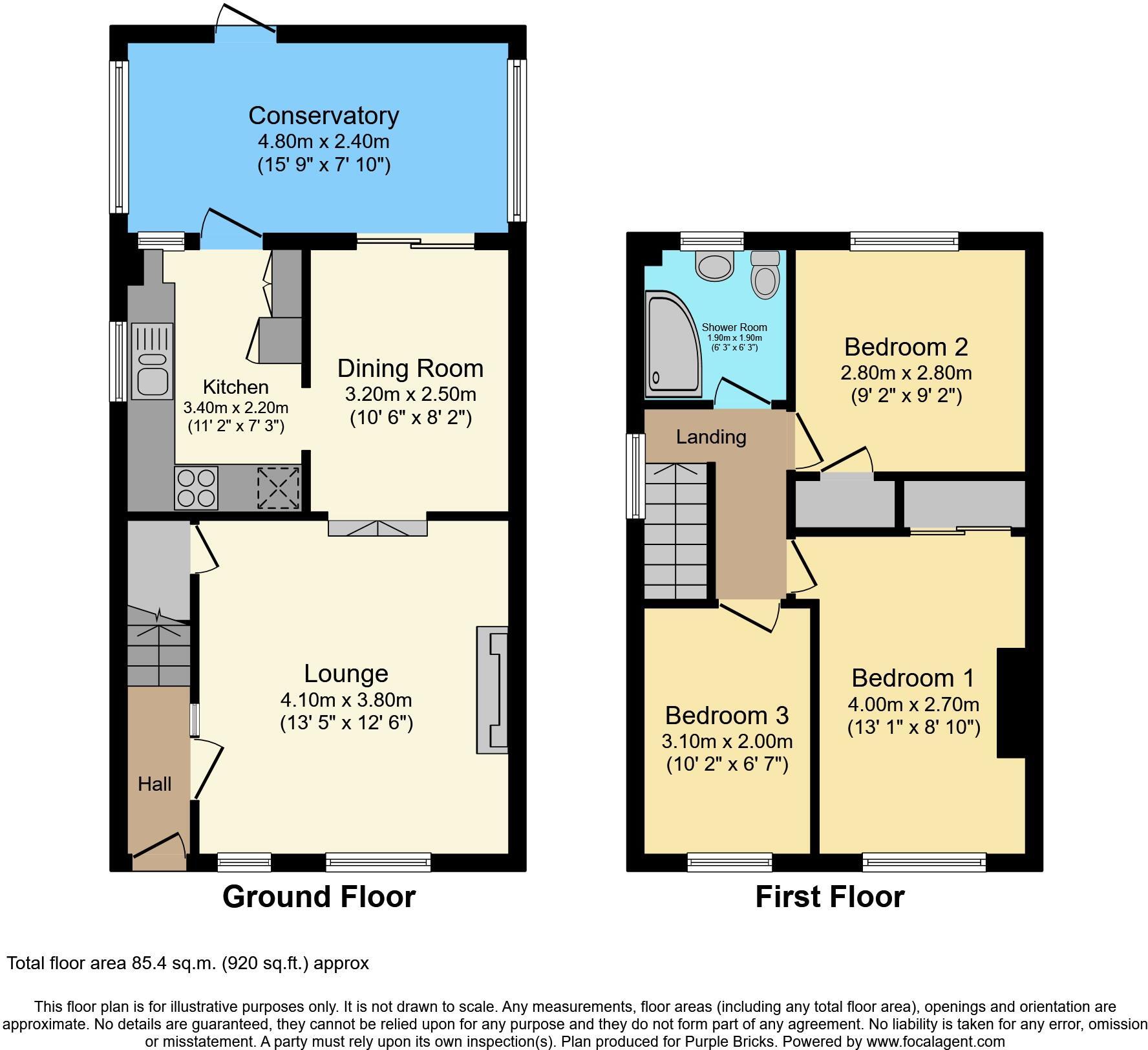 Floorplan of 3 bedroom Semi Detached House for sale, Saltwood Road, Maidstone, Kent, ME15