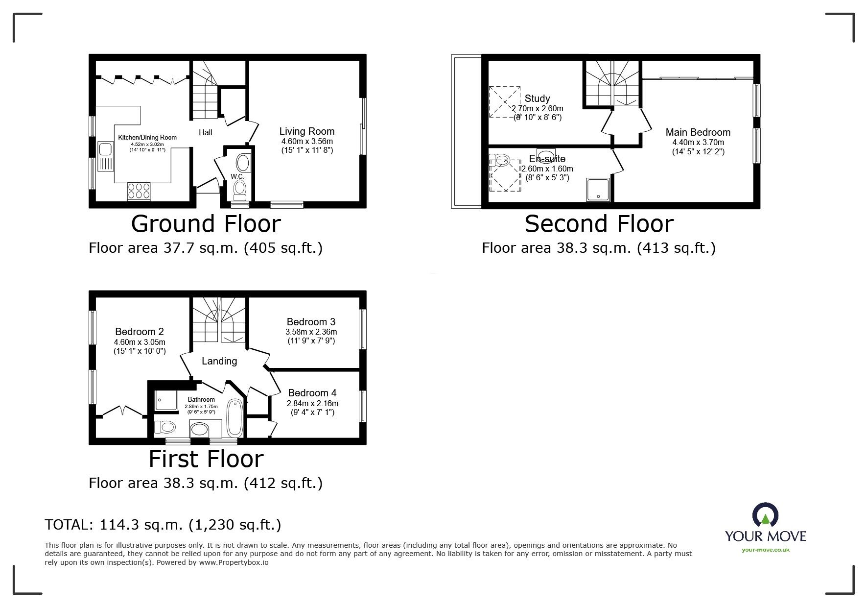 Floorplan of 5 bedroom End Terrace House for sale, Shaw Close, Maidstone, Kent, ME14