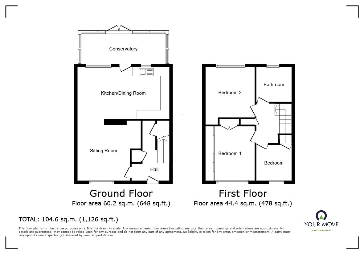 Floorplan of 3 bedroom Mid Terrace House for sale, Heron Road, Larkfield, Kent, ME20