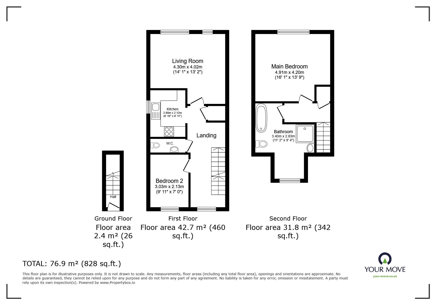 Floorplan of 2 bedroom End Terrace Flat for sale, Rockwell Court, Tovil, Maidstone, ME15