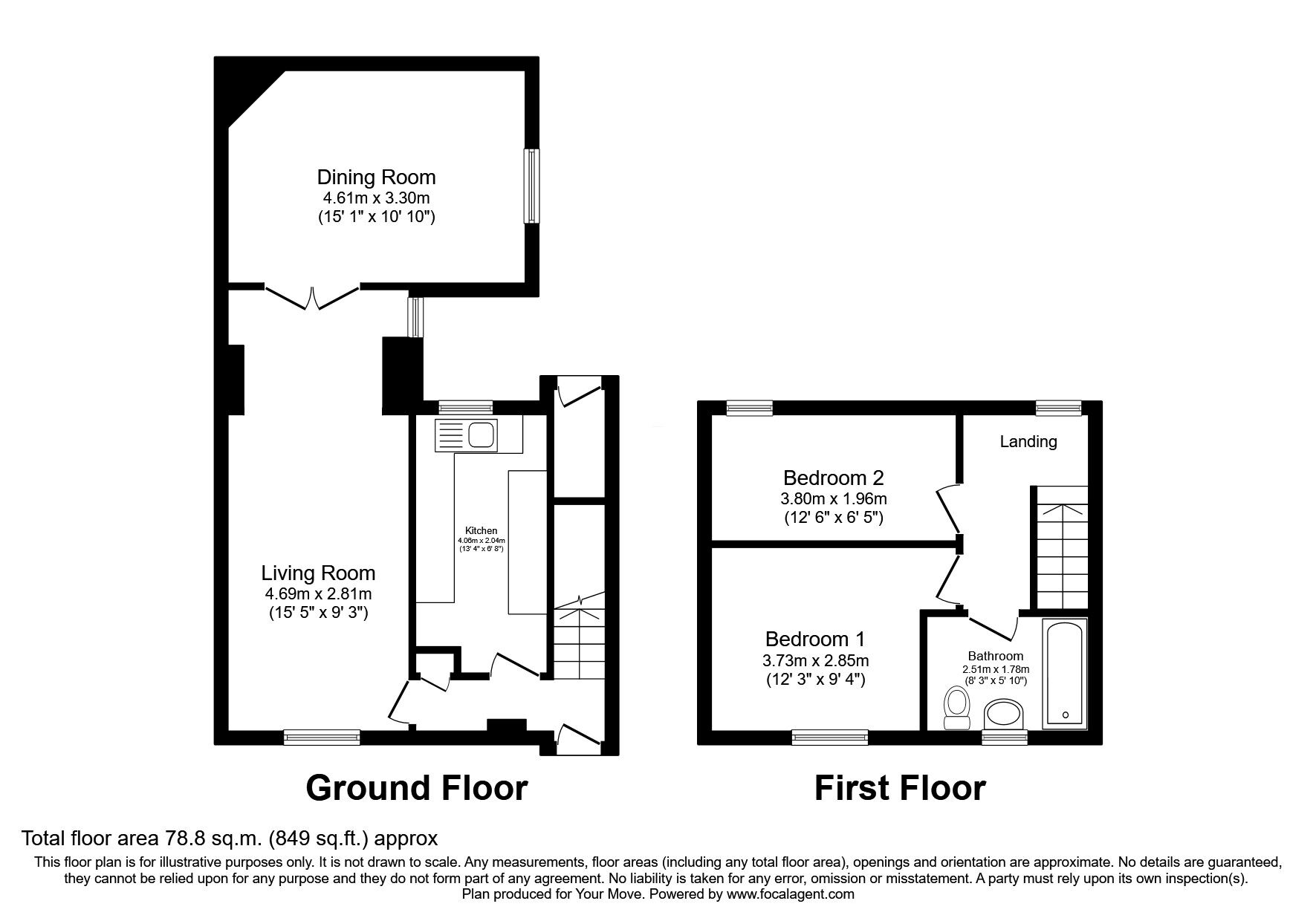 Floorplan of 2 bedroom Mid Terrace House for sale, Monboddo Street, Auchenblae, Aberdeenshire, AB30