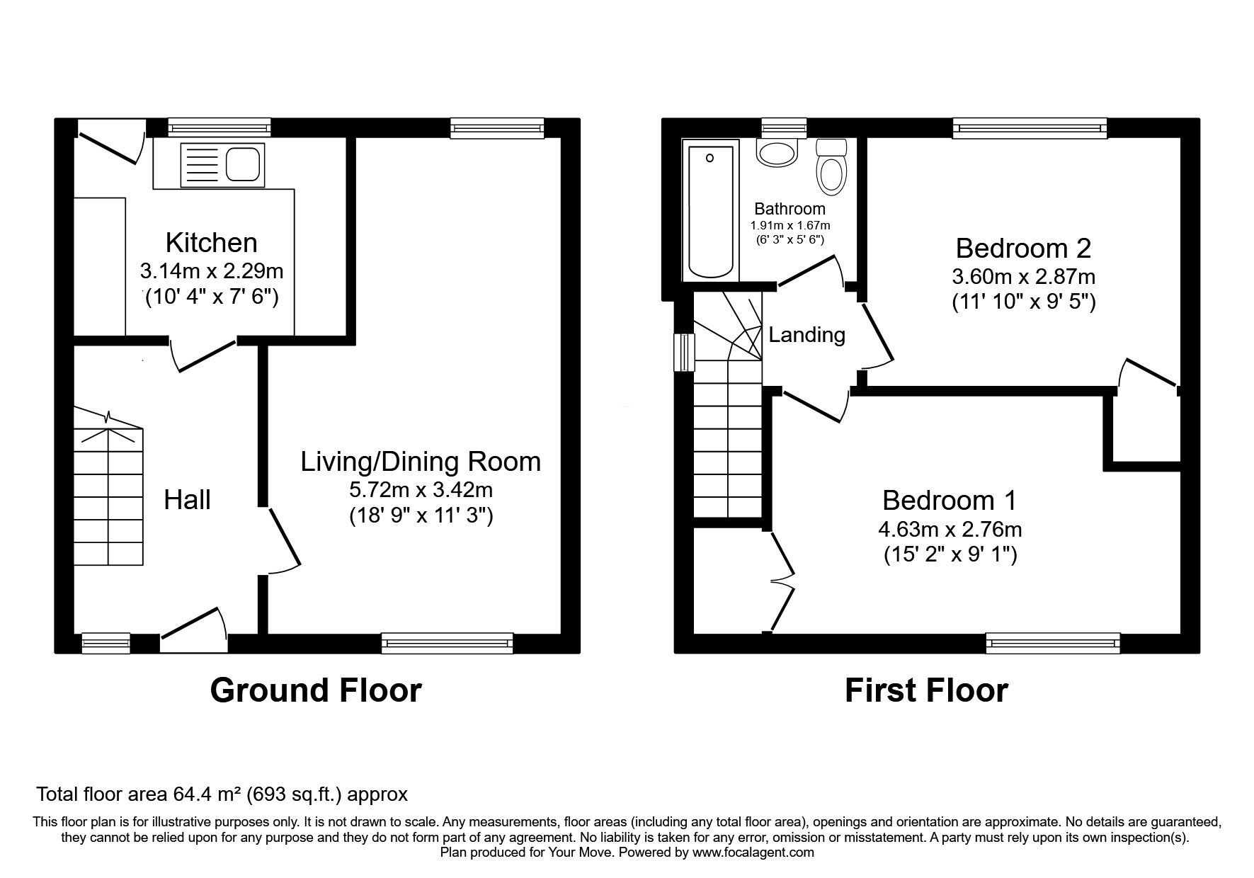 Floorplan of 2 bedroom End Terrace House for sale, Glenogil Street, Montrose, Angus, DD10