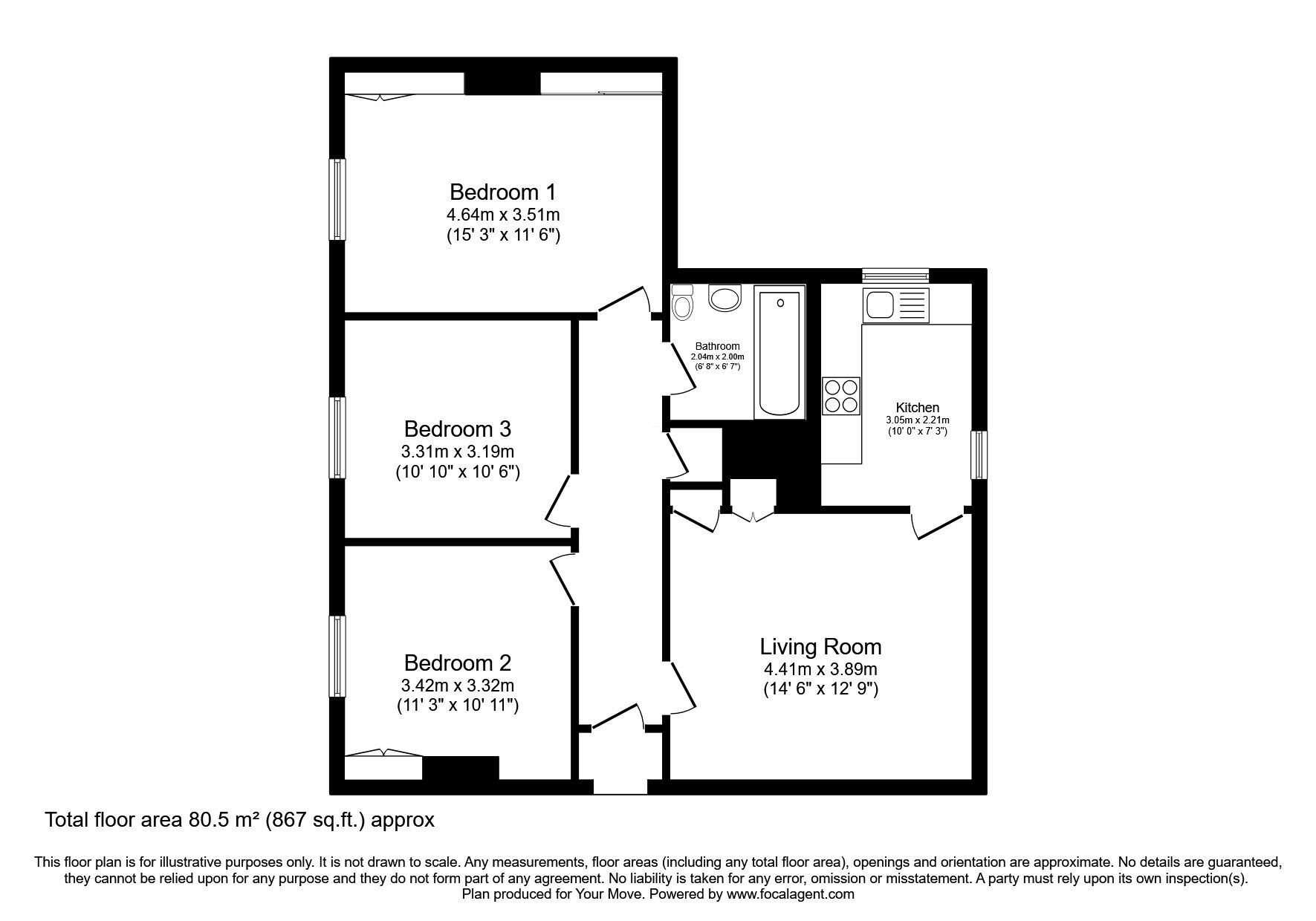 Floorplan of 3 bedroom  Flat for sale, Beacon Road, Montrose, Angus, DD10