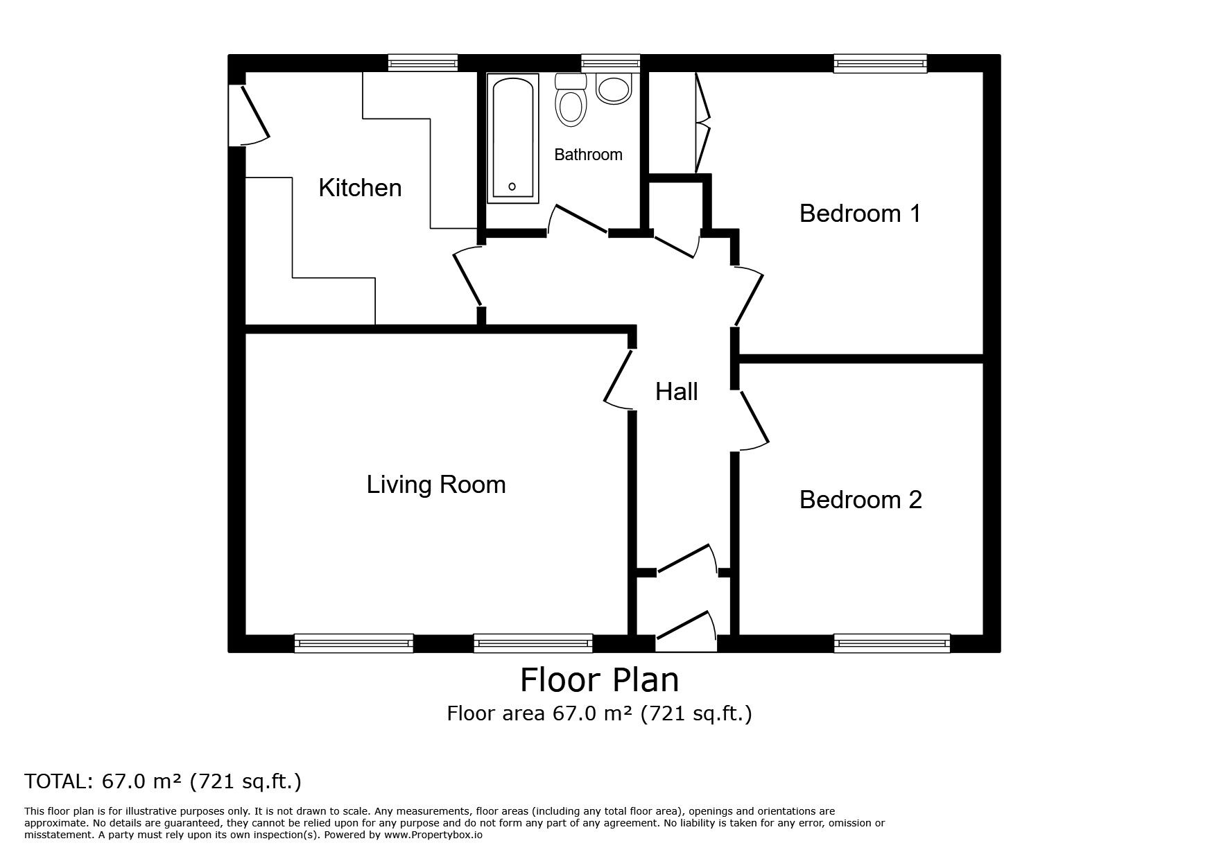 Floorplan of 2 bedroom  Flat for sale, Queen Street, Gourdon, Aberdeenshire, DD10