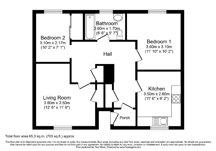 Floorplan of 2 bedroom  Flat for sale, Union Street, Montrose, Angus, DD10