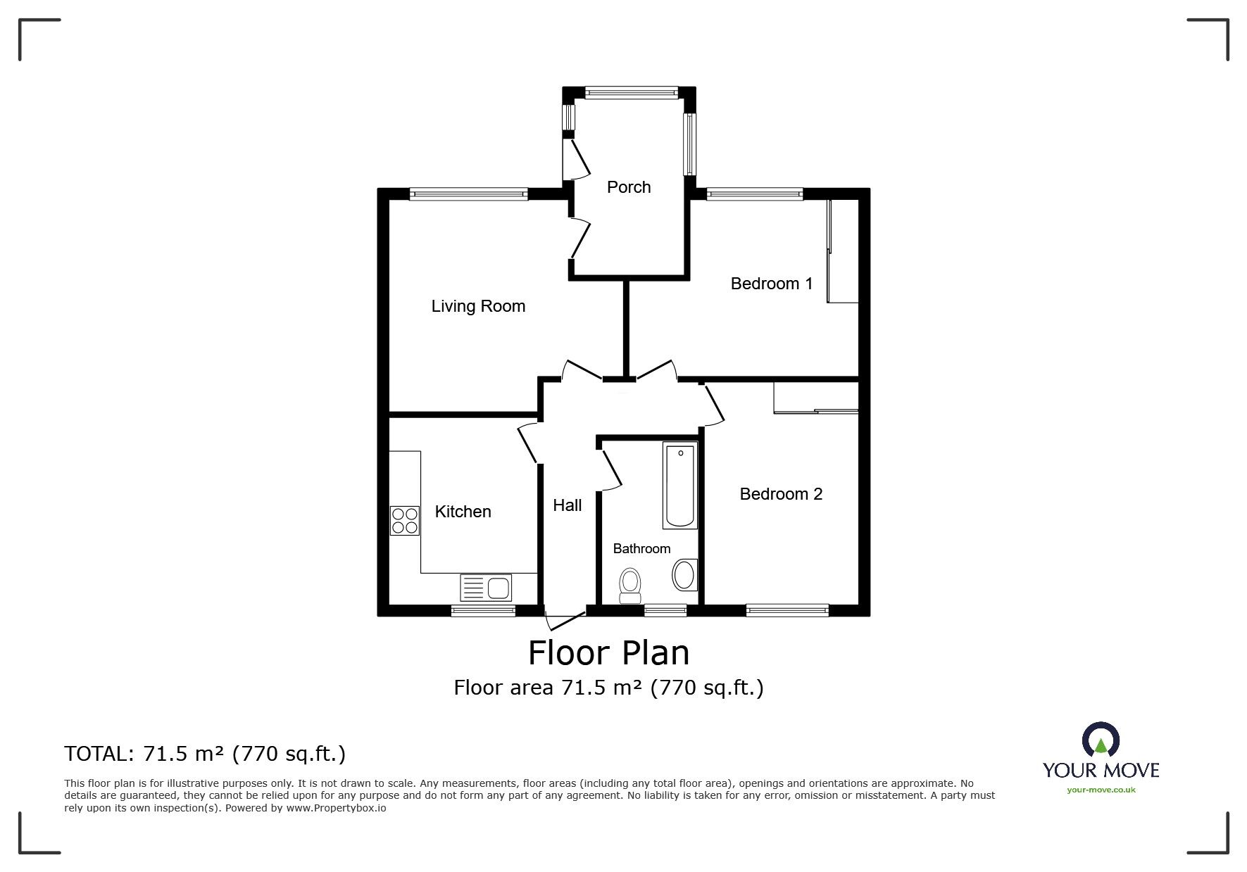 Floorplan of 2 bedroom Mid Terrace Property for sale, Montrose, Angus, DD10