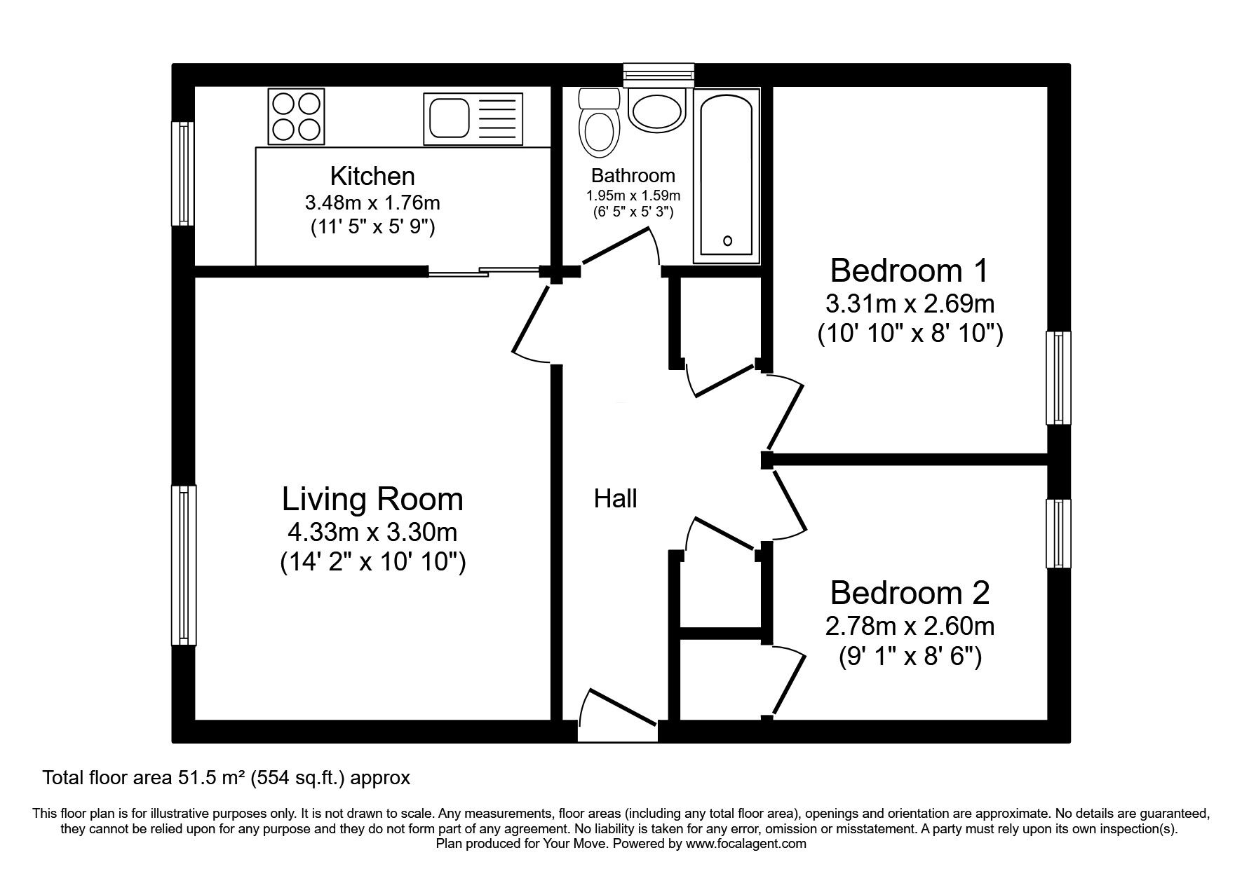 Floorplan of 2 bedroom  Flat for sale, The Maltings, Montrose, Angus, DD10