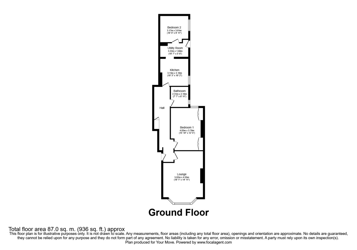 Floorplan of 2 bedroom  Flat to rent, Connaught Avenue, Plymouth, PL4