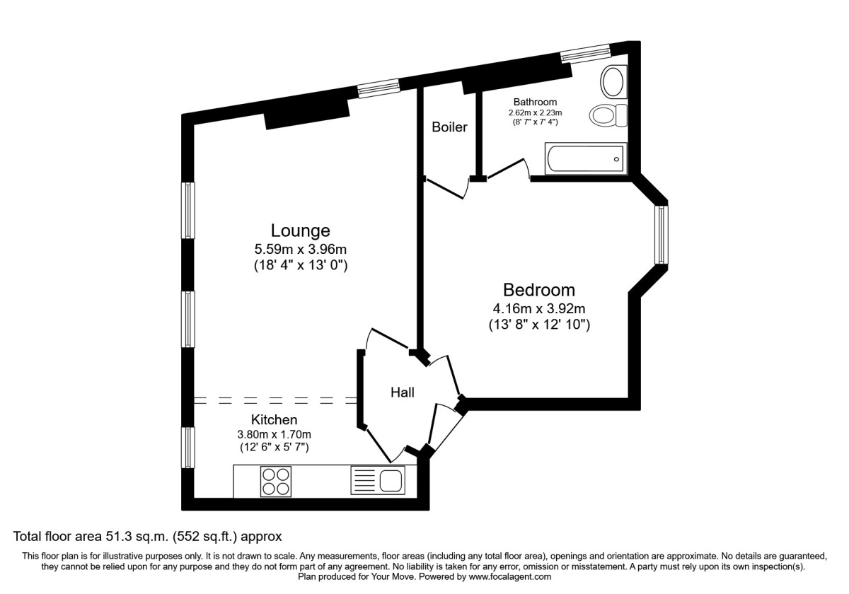 Floorplan of 1 bedroom  Flat to rent, Napier Terrace, Plymouth, PL4