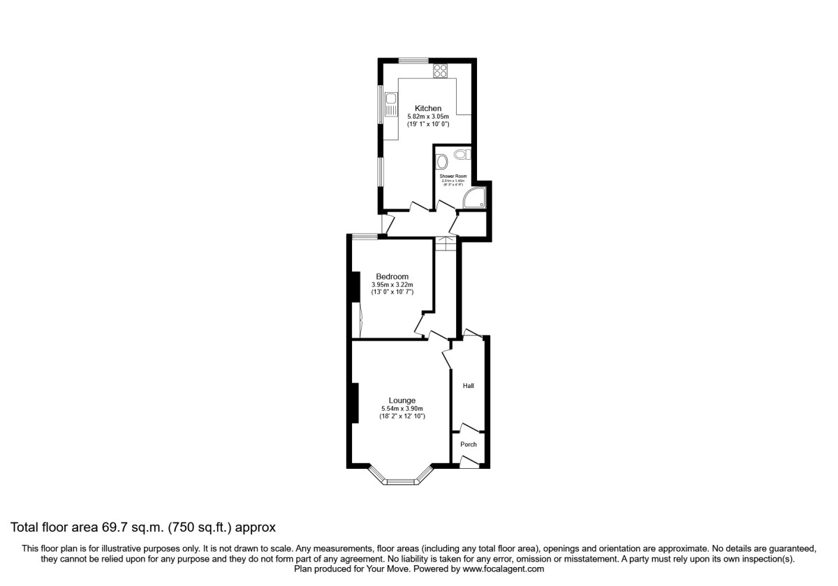 Floorplan of 1 bedroom  Flat to rent, Weston Park Road, Plymouth, Devon, PL3