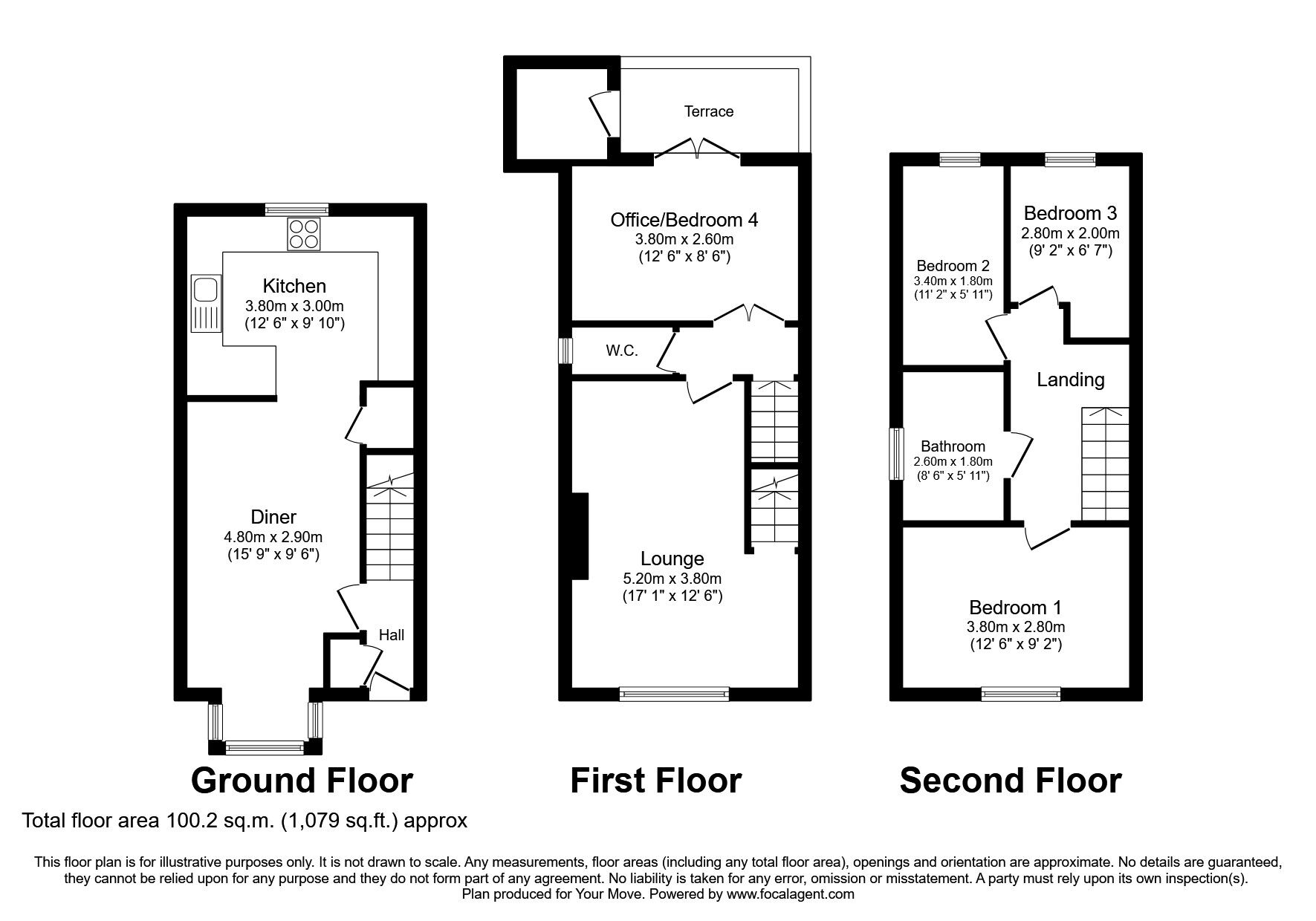 Floorplan of 4 bedroom End Terrace House to rent, Austin Crescent, Plymouth, Devon, PL6