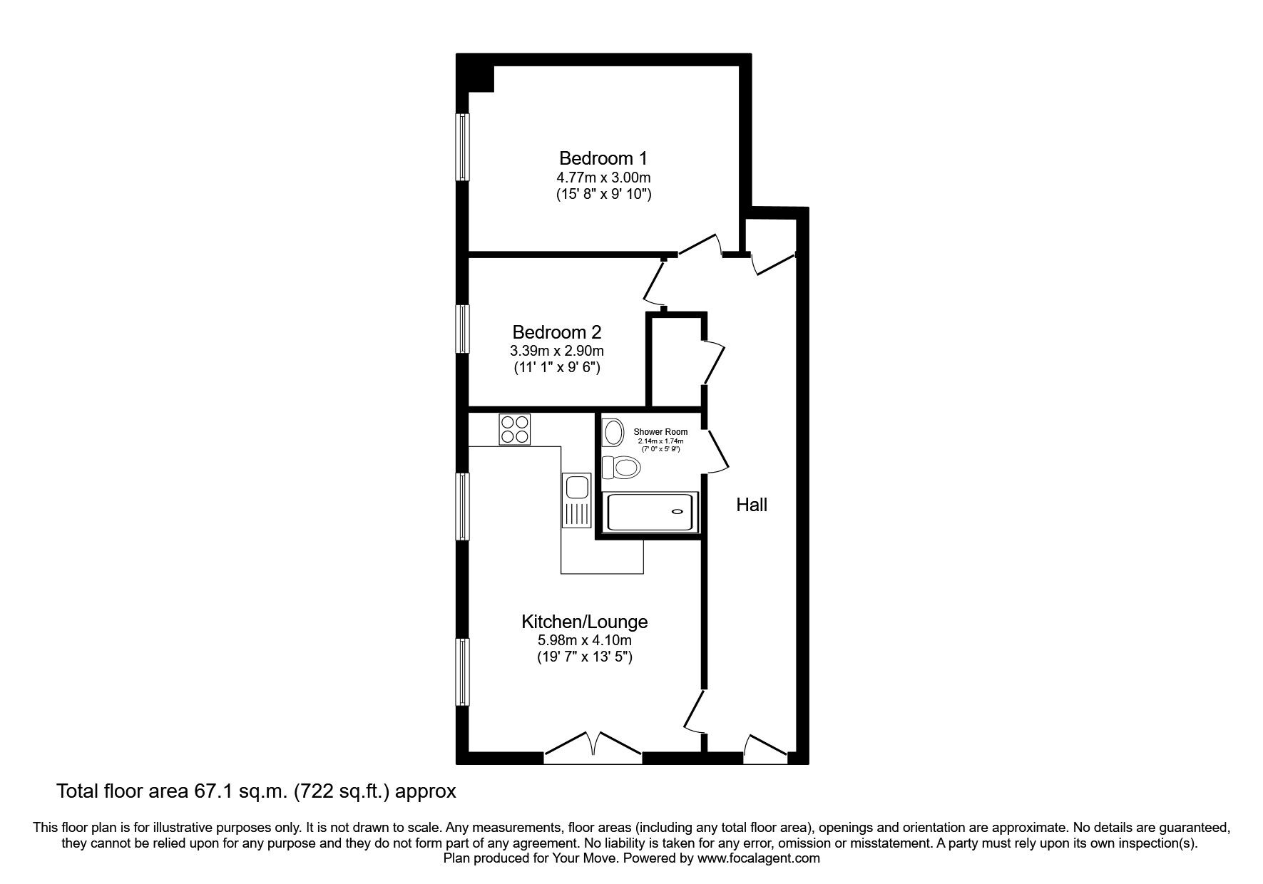 Floorplan of 2 bedroom  Flat to rent, Greenbank Terrace, Plymouth, PL4