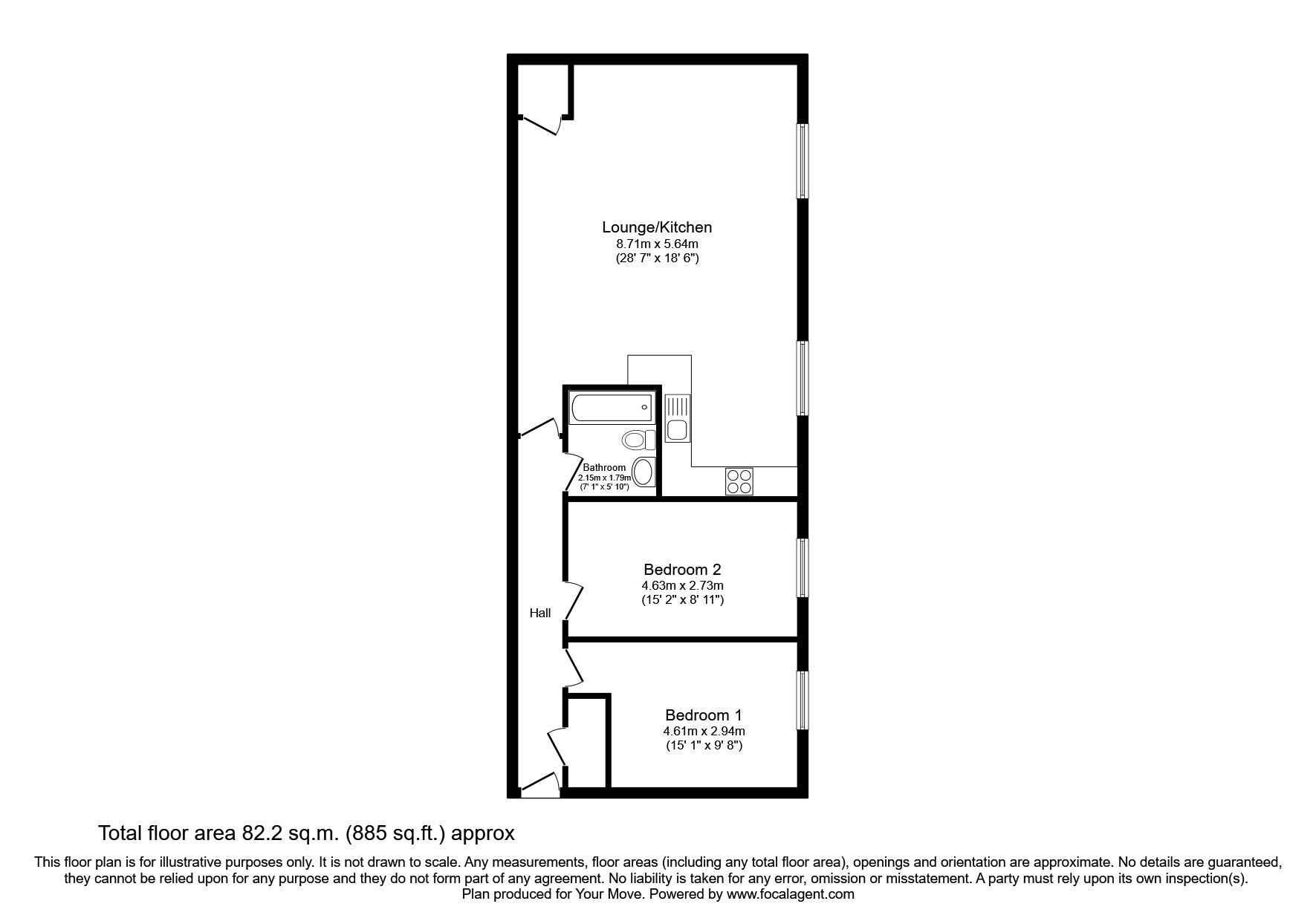 Floorplan of 2 bedroom  Flat to rent, Greenbank Terrace, Plymouth, PL4