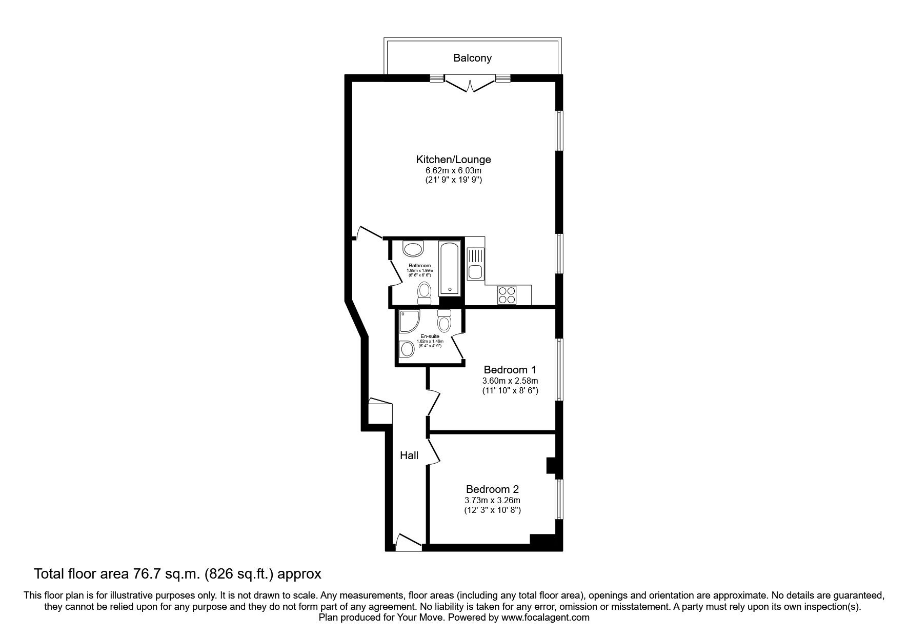 Floorplan of 2 bedroom  Flat to rent, Greenbank Terrace, Plymouth, PL4